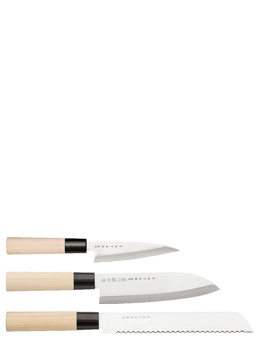 Satake - Houcho. 3 knives in Balsa box. - noakomplektid - grey - 1