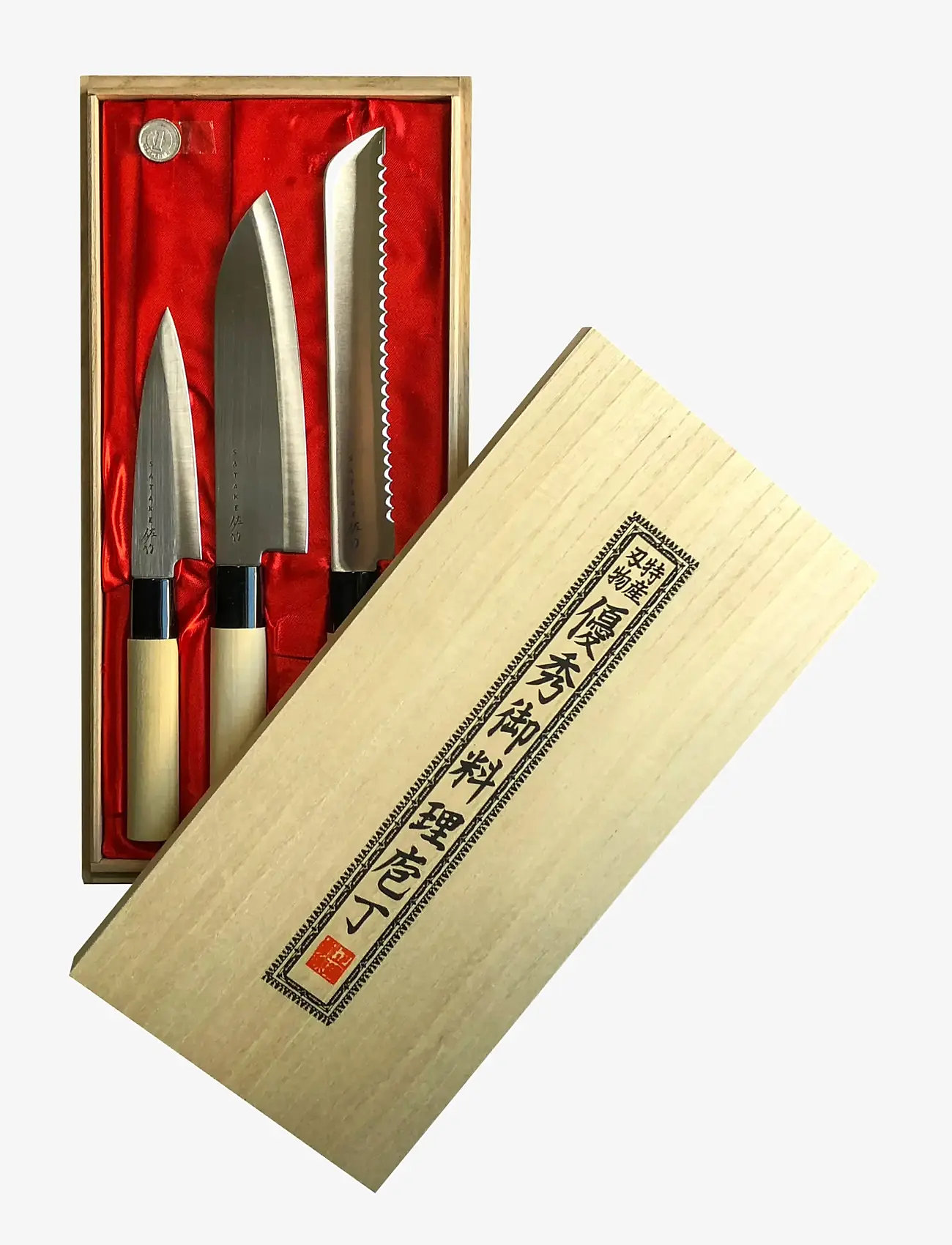 Satake - Houcho. 3 knives in Balsa box. - peilių rinkiniai - grey - 2