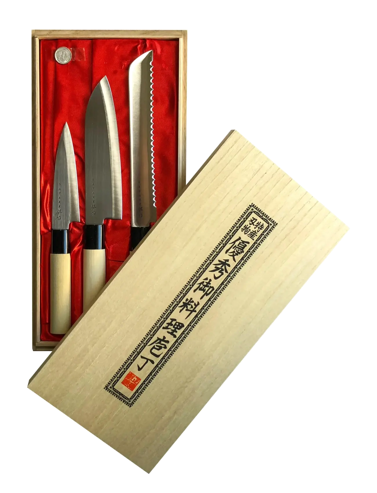 Satake - Houcho. 3 knives in Balsa box. - peilių rinkiniai - grey - 2