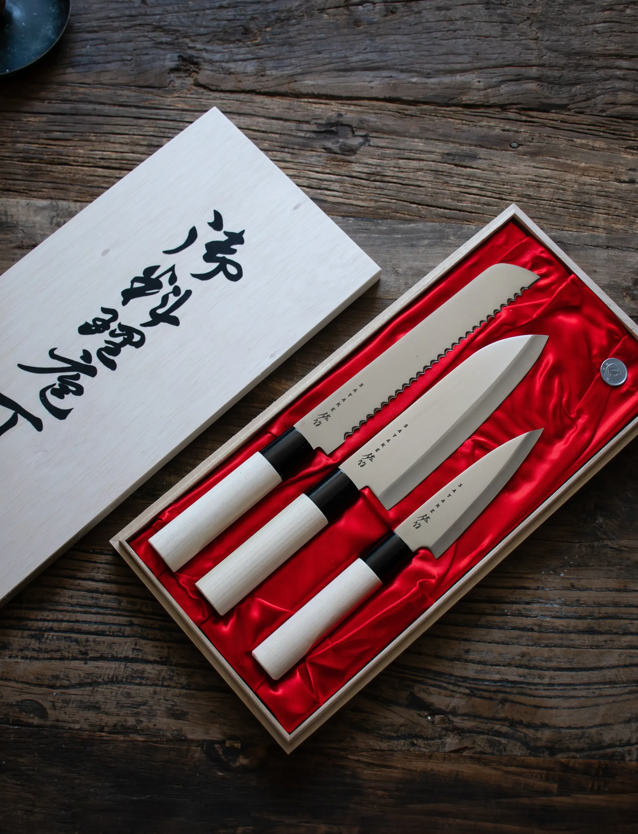 Satake - Houcho. 3 knives in Balsa box. - peilių rinkiniai - grey - 3