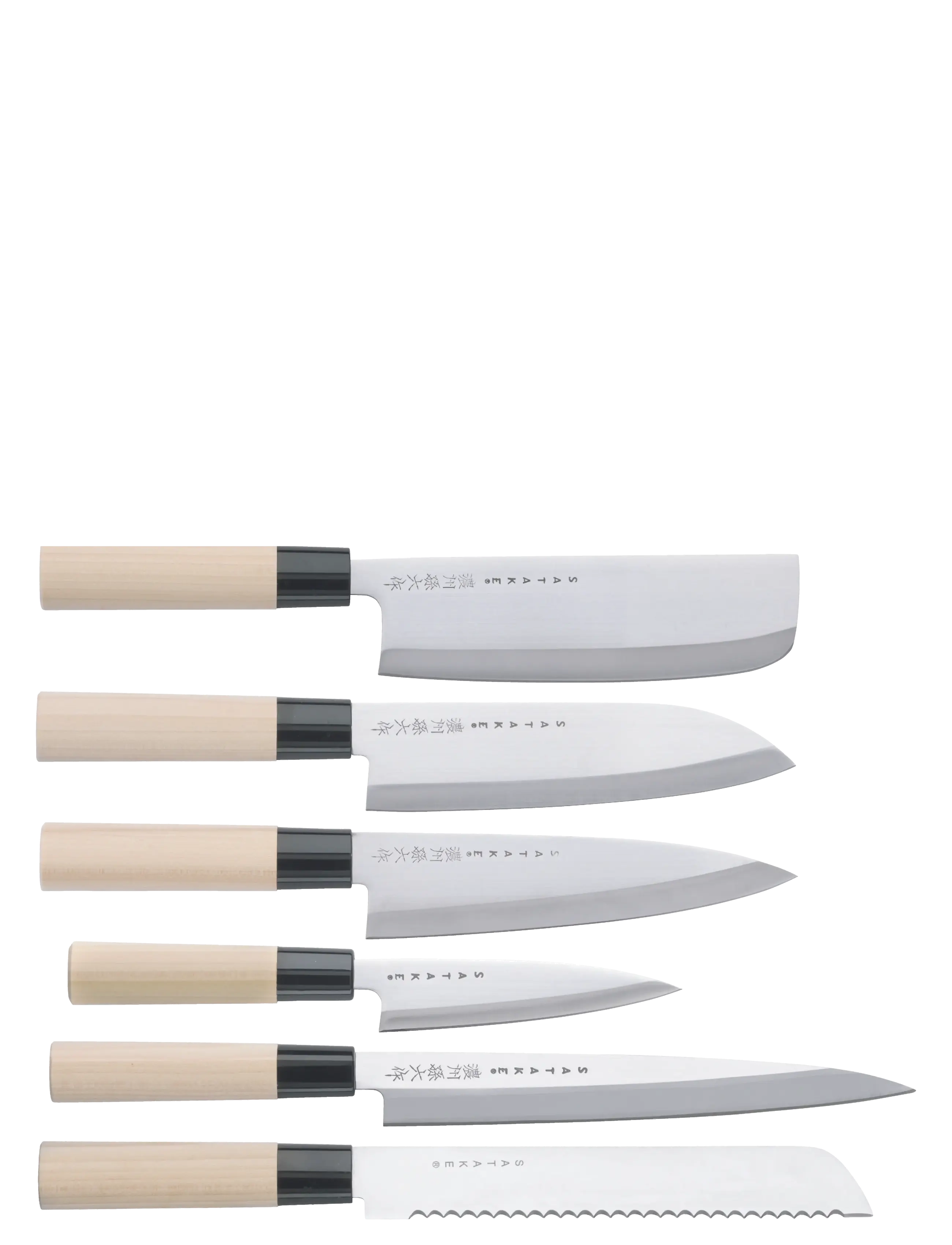 Satake Houcho. 6 Knive I En Balsa-Æske., Knife Sæt, Grå, Str: 38X 35.3X 3.7