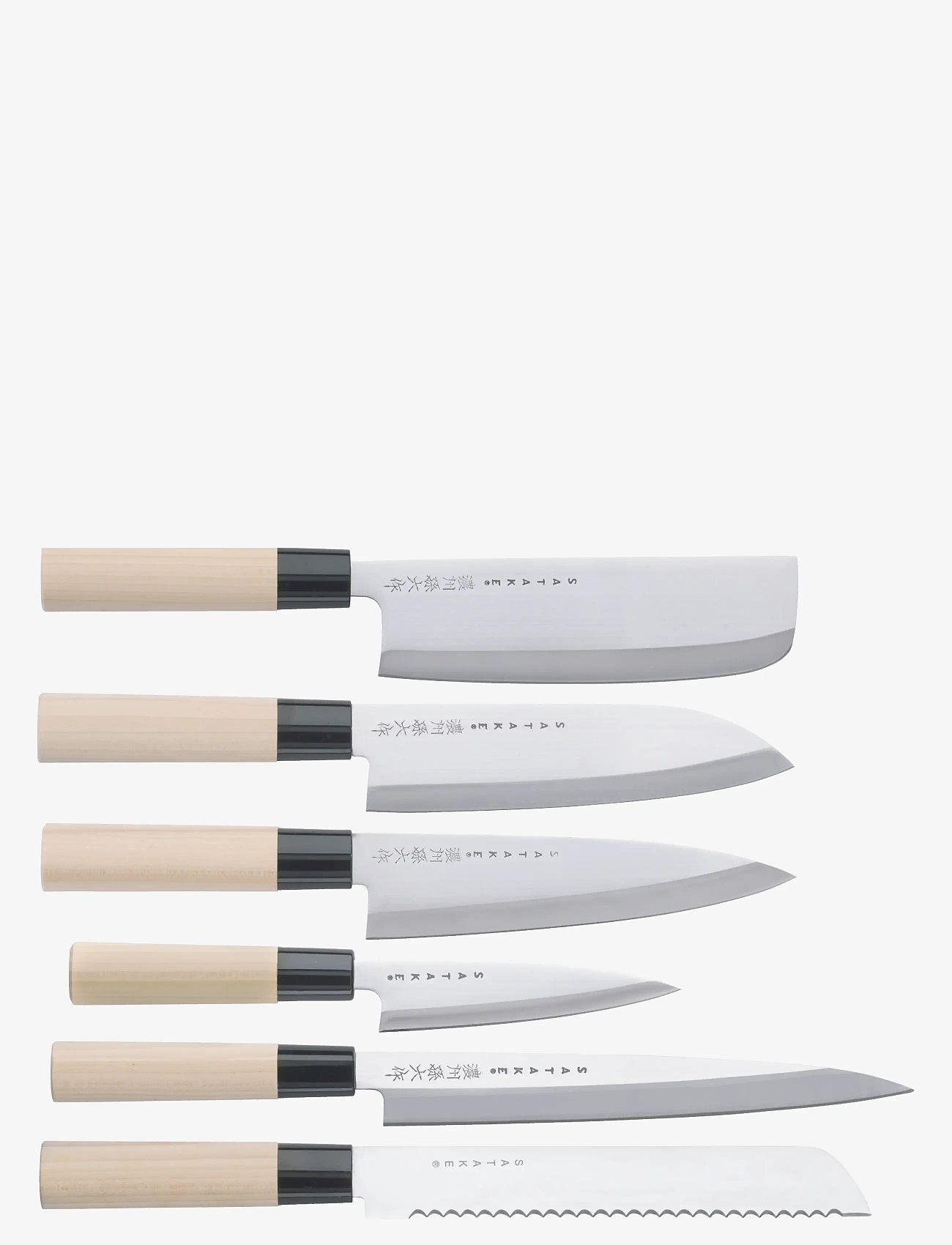 Satake - Knife set in balsa box. Six knives in balsa box. (SVK001, SVK002, SVK003, SVK006, SVK009 and SVK011) - knivsæt - grey - 1