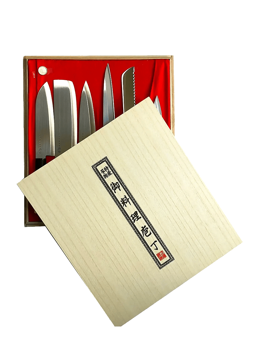 Satake - Knife set in balsa box. Six knives in balsa box. (SVK001, SVK002, SVK003, SVK006, SVK009 and SVK011) - noakomplektid - grey - 2