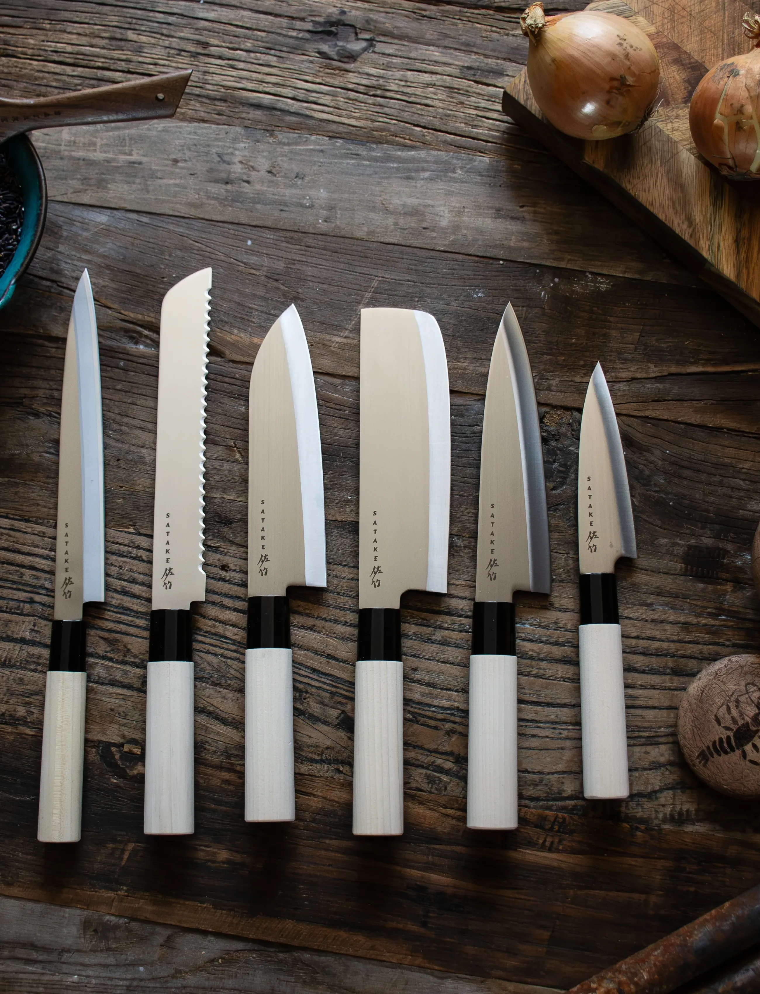 Satake Houcho. 6 Knive I En Balsa-Æske., 38X 35.3X 3.7, Knives & Accessories, Grau - Knife Sets, Homeware