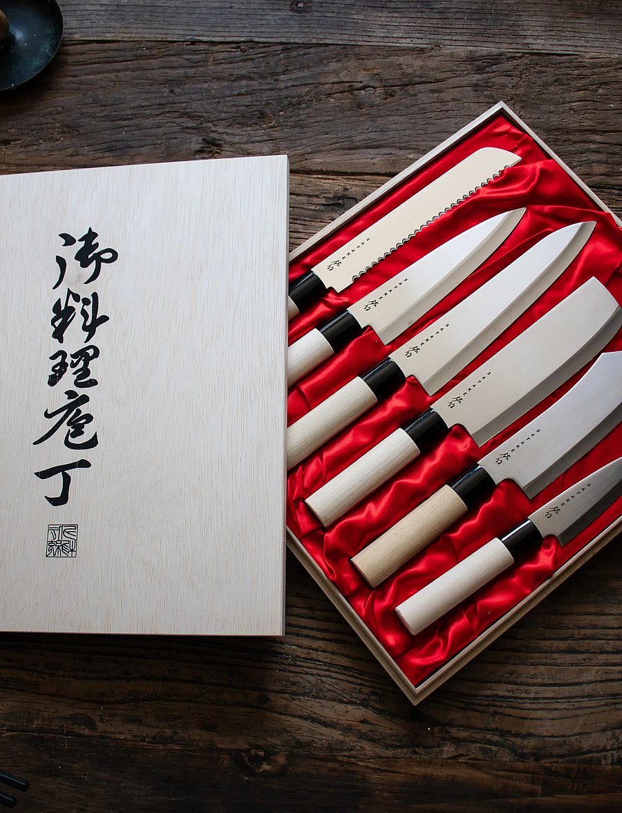Satake - Knife set in balsa box. Six knives in balsa box. (SVK001, SVK002, SVK003, SVK006, SVK009 and SVK011) - noakomplektid - grey - 5