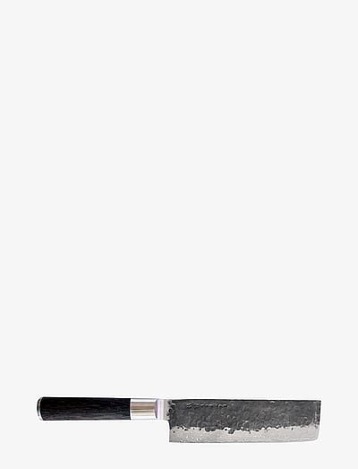 Satake Kuro Damascus nakiri 18 cm - Santoku Messer - BROWN AND STEEL / silver