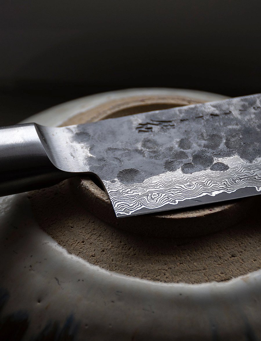 Satake - Kuro Damascus nakiri 18 cm - santoku messer - brown and steel - 3