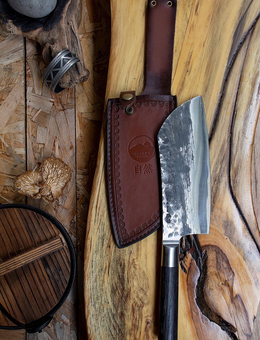 Satake - Kuro Mori with Saia / Case - santoku messer - brown and steel - 2
