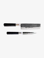 Satake - Kuro Damascus 2 pcs set Nakiri + Petty 11 cm - chef knives - brown and steel - 0