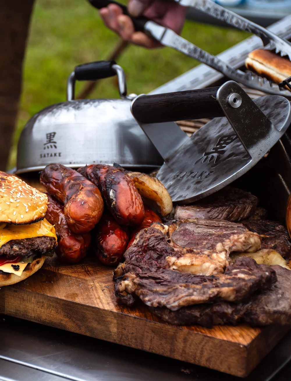 Satake - 2 part Smash Set, Smash & Cloche - knoblauchpressen & kartoffelstampfer - brown/grey - 1