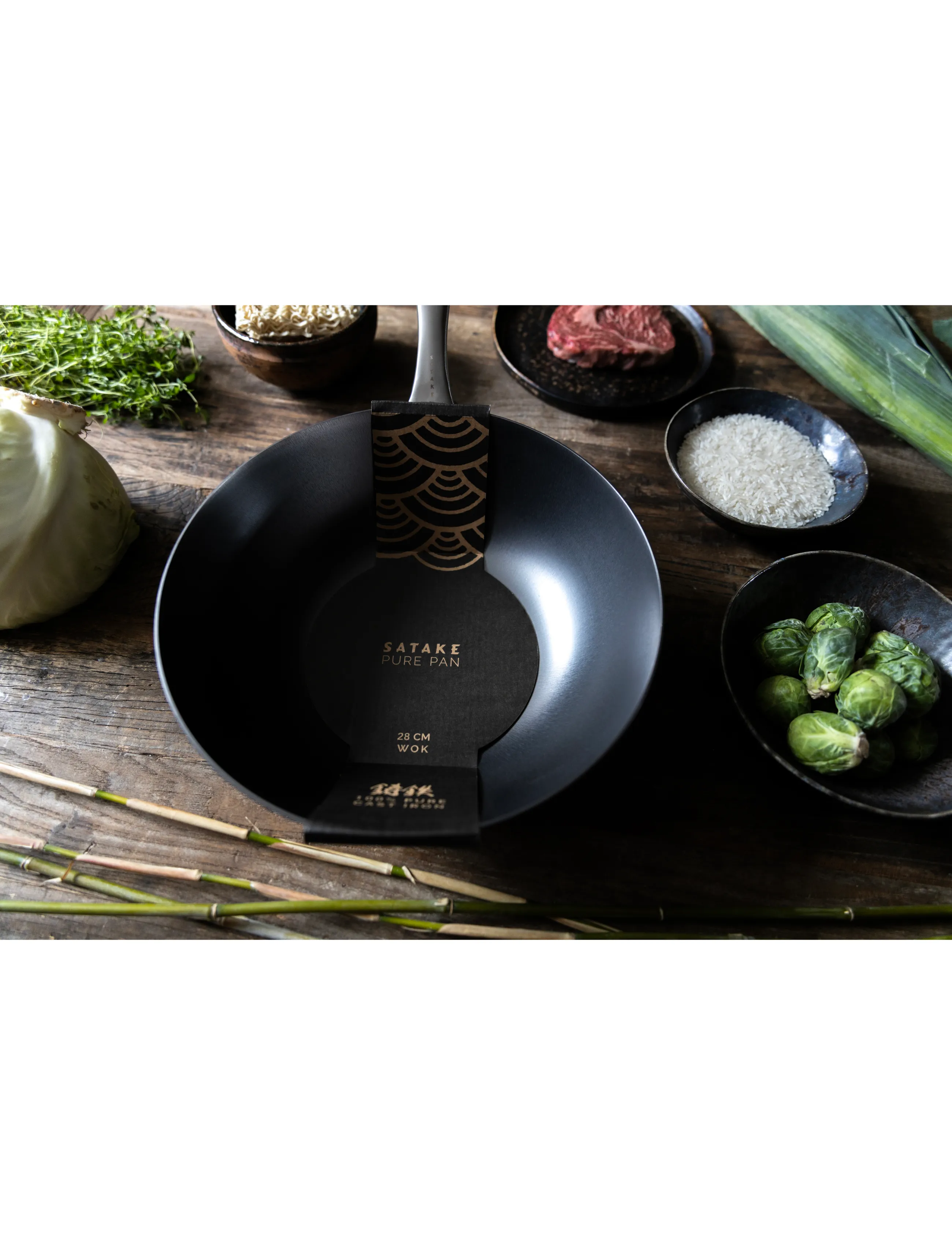 Satake - Pure Pan Wok 28cm - woks - black - 2