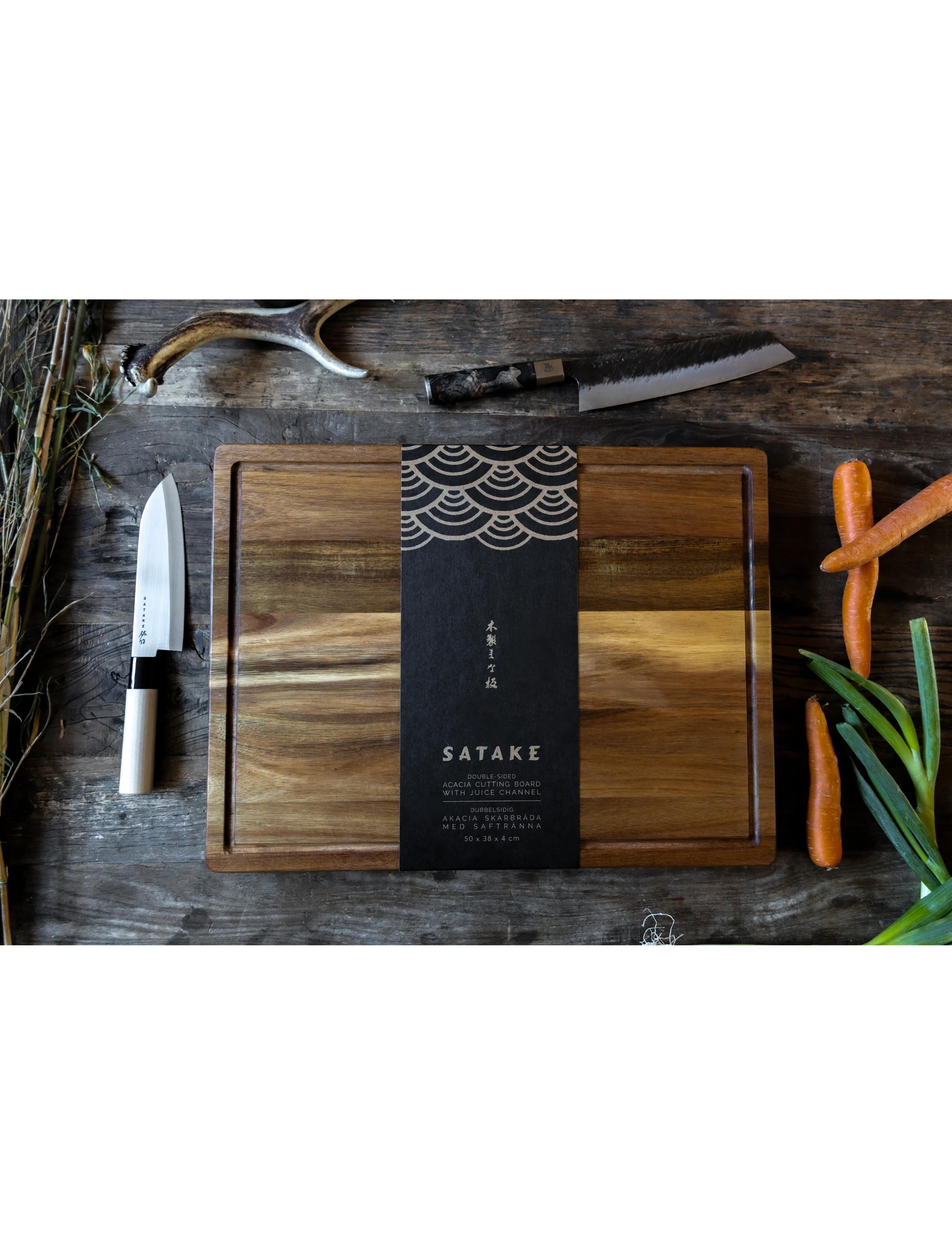 Satake Cutting Board Acacia Oil Finish 50.8X38.1X3.8Cm, 50.8X50.8 cm, Kitchen Tools, Braun - Boards, Homeware