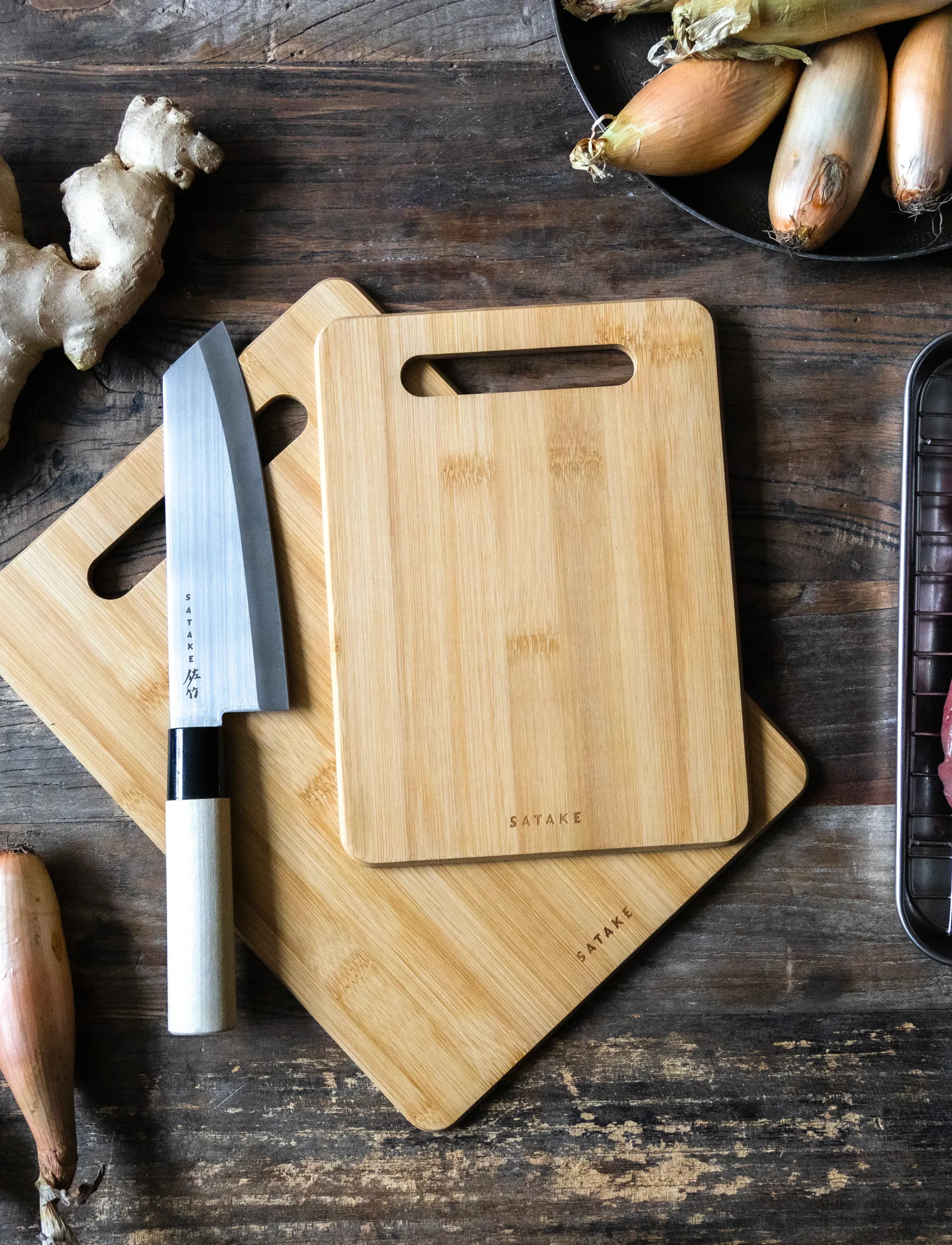 Satake Skærebræt Bambus 2 Stk., 30 cm, Kitchen Tools - Cutting Boards, Homeware