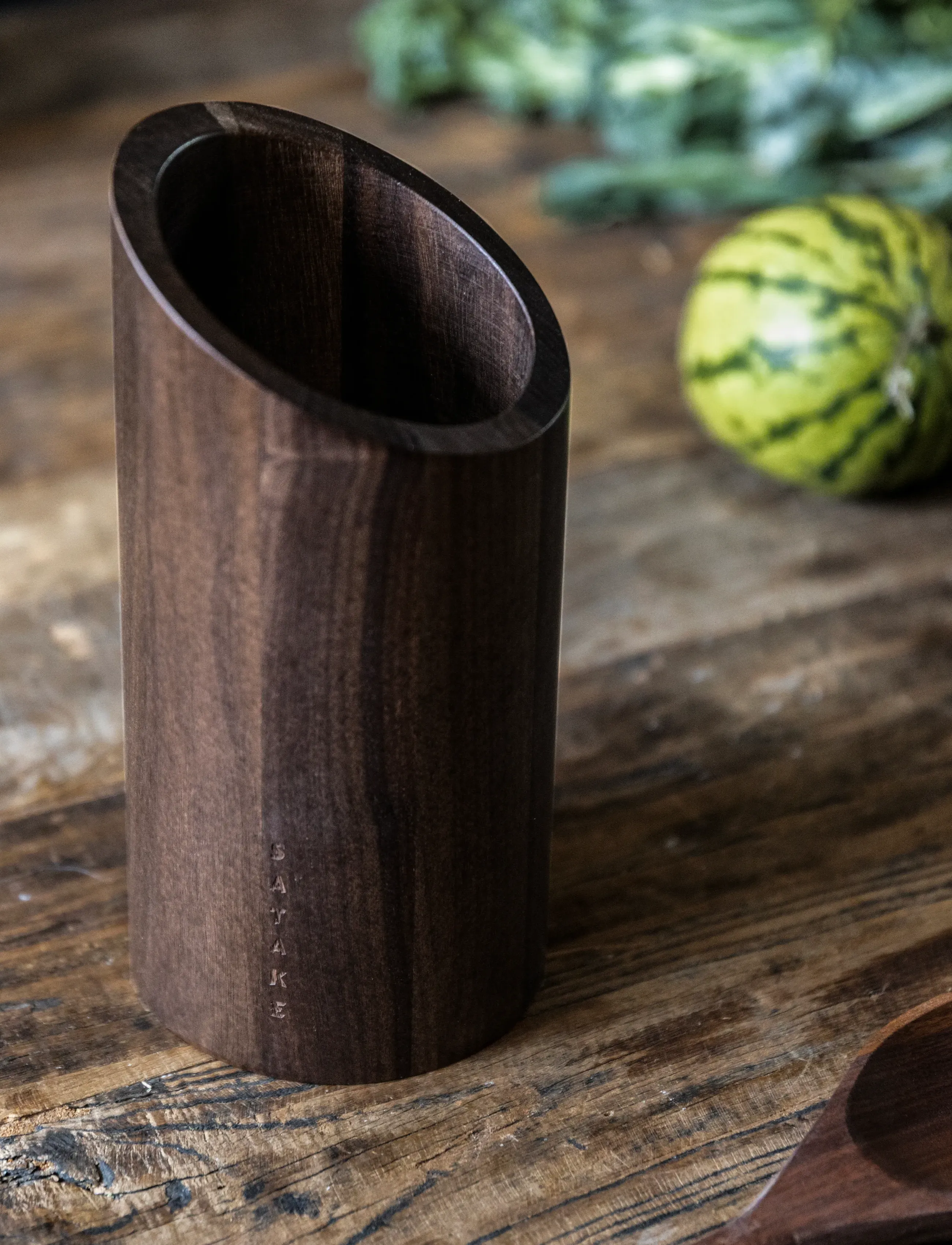 Satake Utensil Rack Walnut, 10.5X 10.5X 21.5 cm, Brown, Køkkenopbevaring > Køkkenkrukker, Unisex