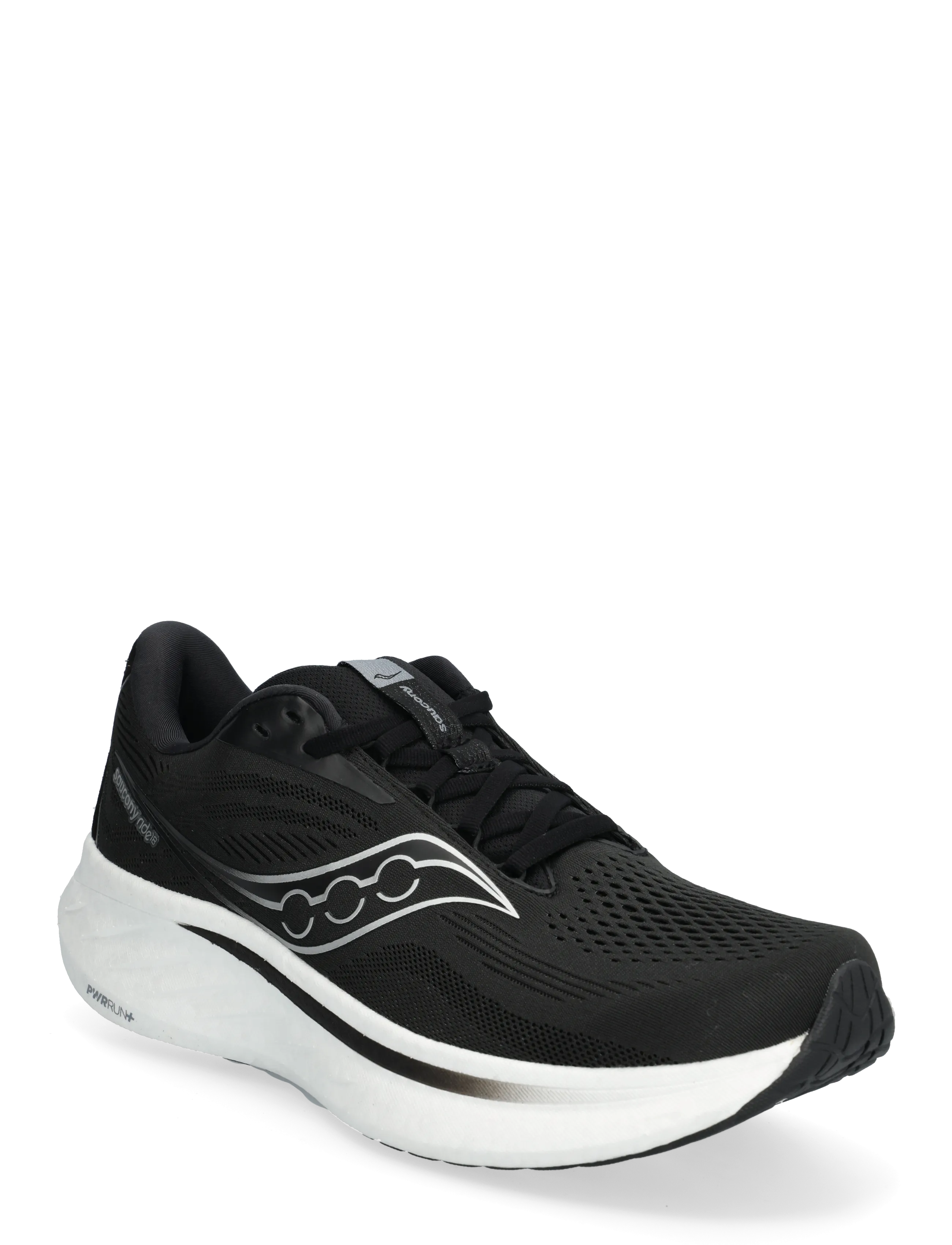 Saucony RIDE 18 WIDE - Sko - BLACK/WHITE / black