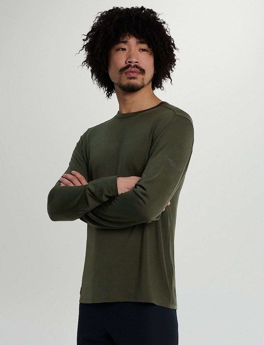 Saucony - PEREGRINE MERINO LONG SLEEVE - funktionsunterwäsche - oberteile - fatigue heather - 4