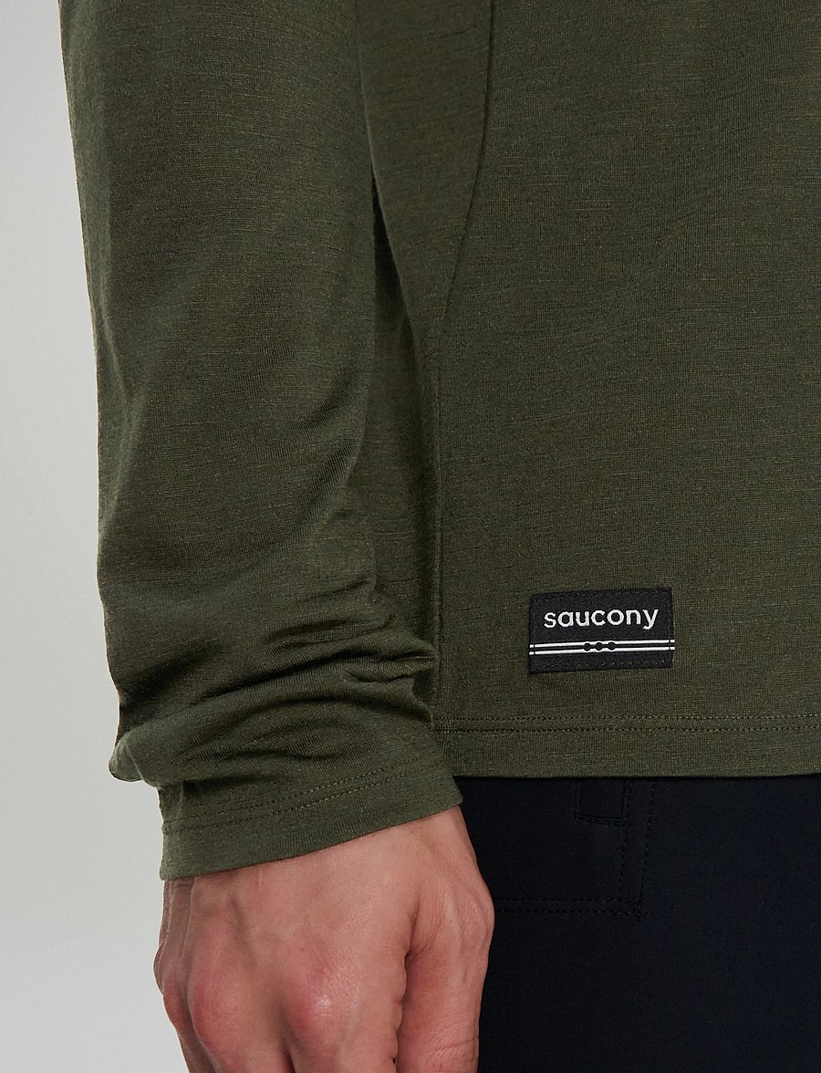 Saucony - PEREGRINE MERINO LONG SLEEVE - funktionsunterwäsche - oberteile - fatigue heather - 5