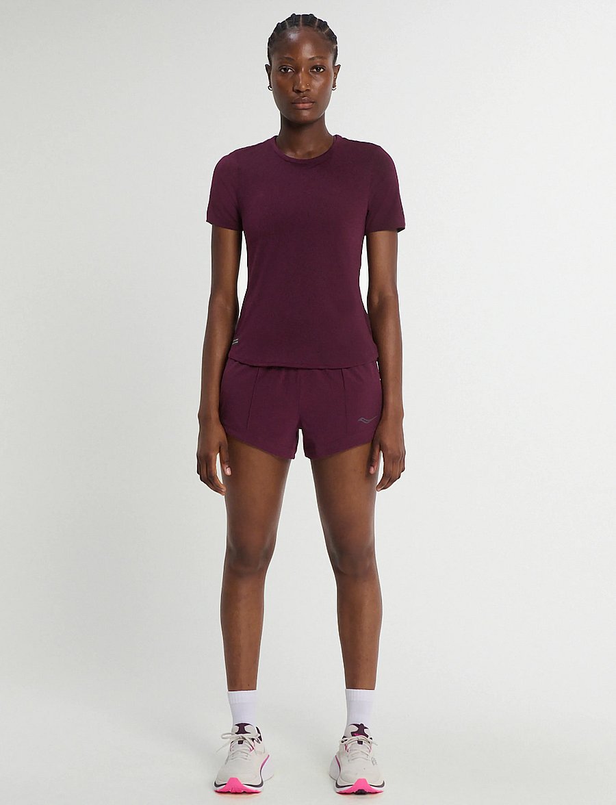 Saucony - STOPWATCH SHORT SLEEVE - t-shirts - eggplant heather - 0