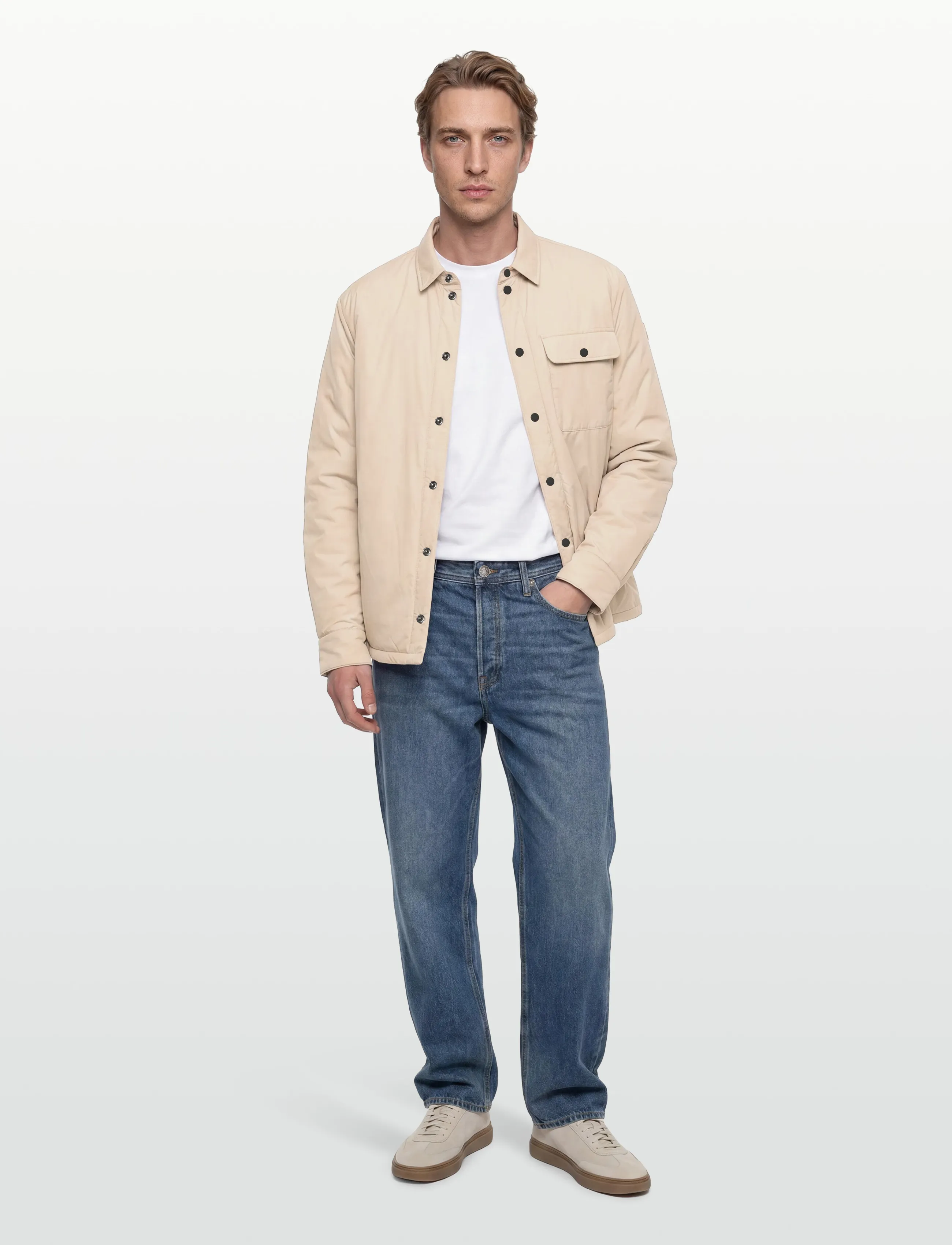 Save the Duck Stellan, Mænd, Vatteret Overshirt, Cream, Str: 48
