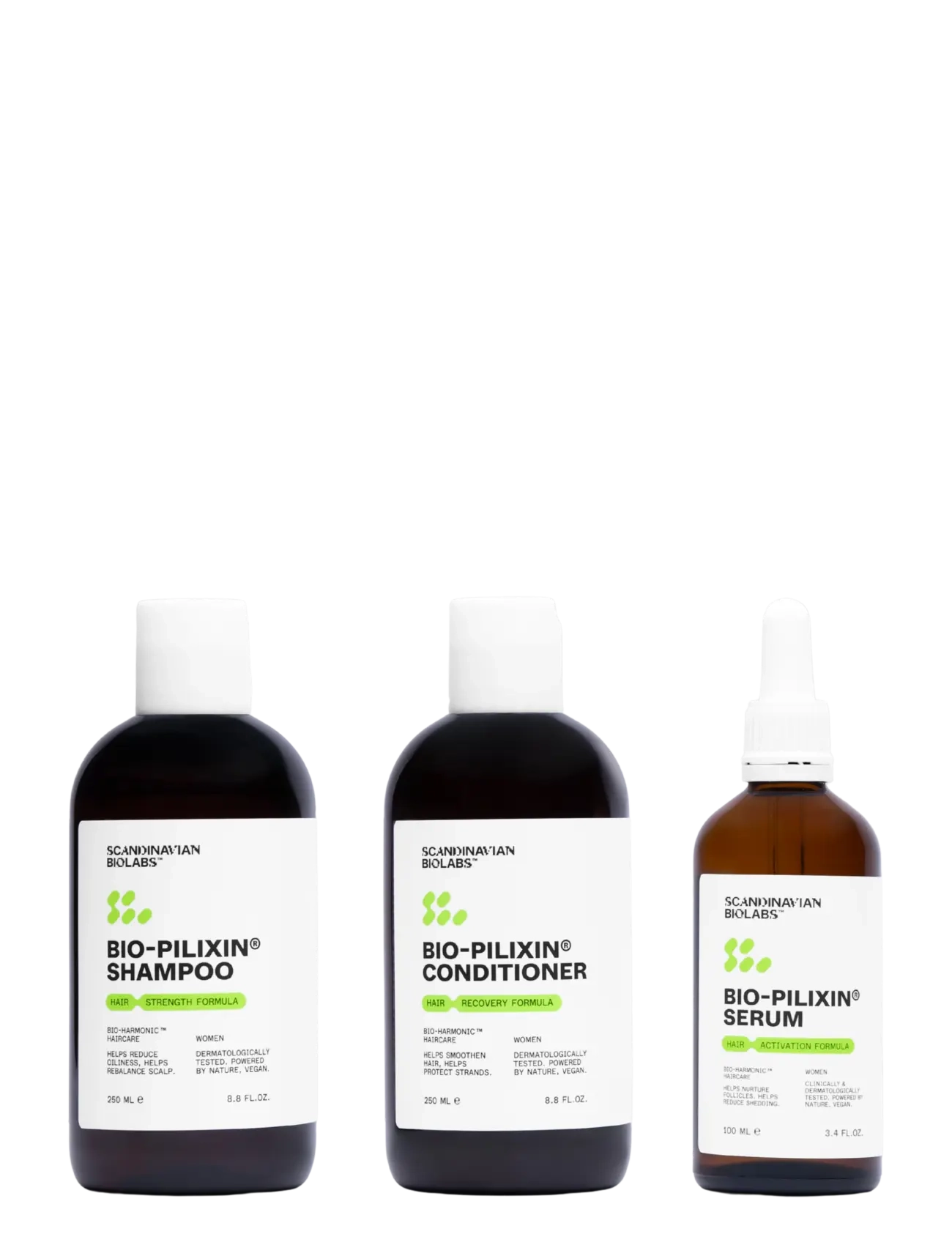 Scandinavian Biolabs Hair Routine Women (shampoo, conditioner, serum) - Hårvård - N/A / clear