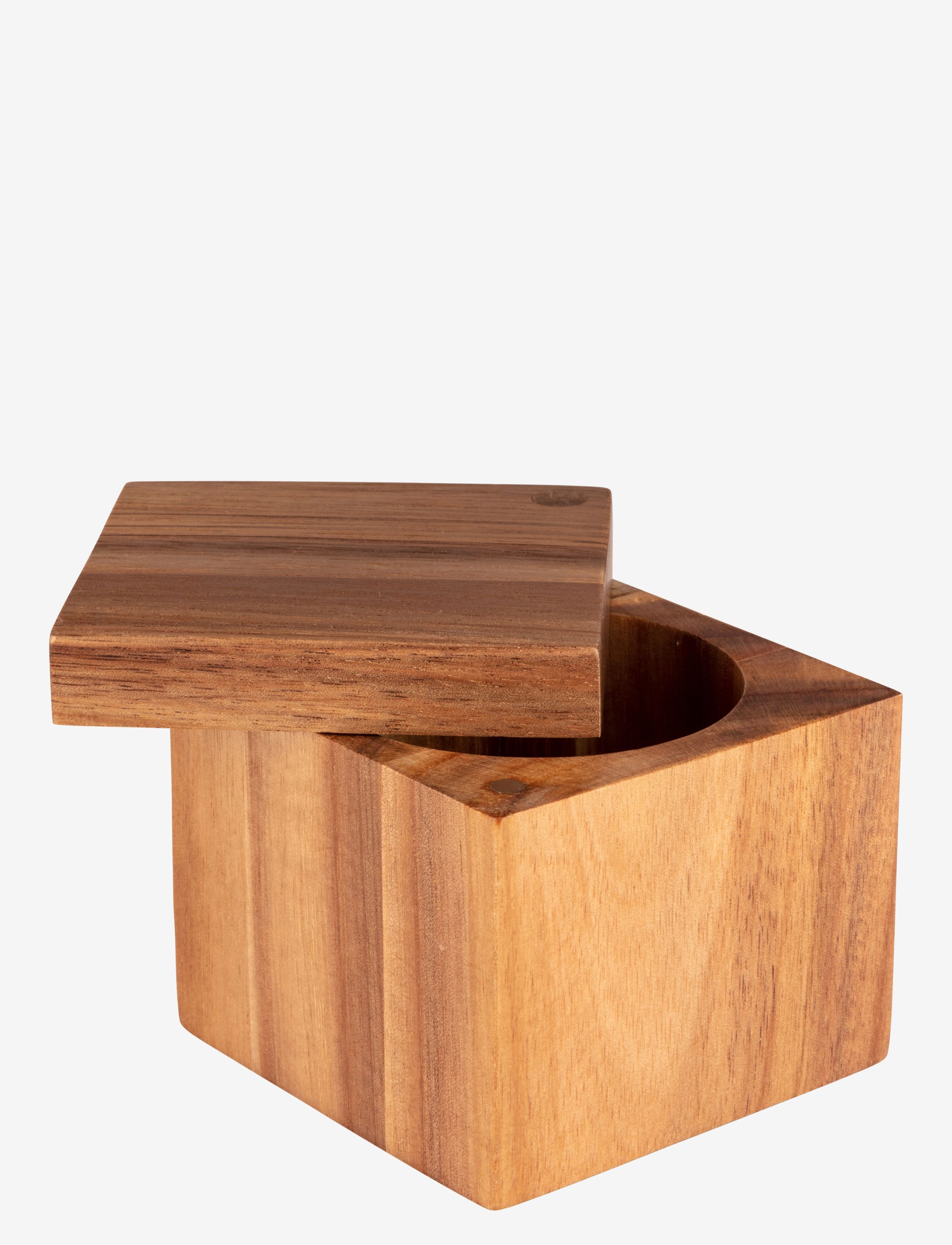 Scandinavian Home Salt Cube, Salt- og peberbøsse, Brun, Str: 8X8X6CM