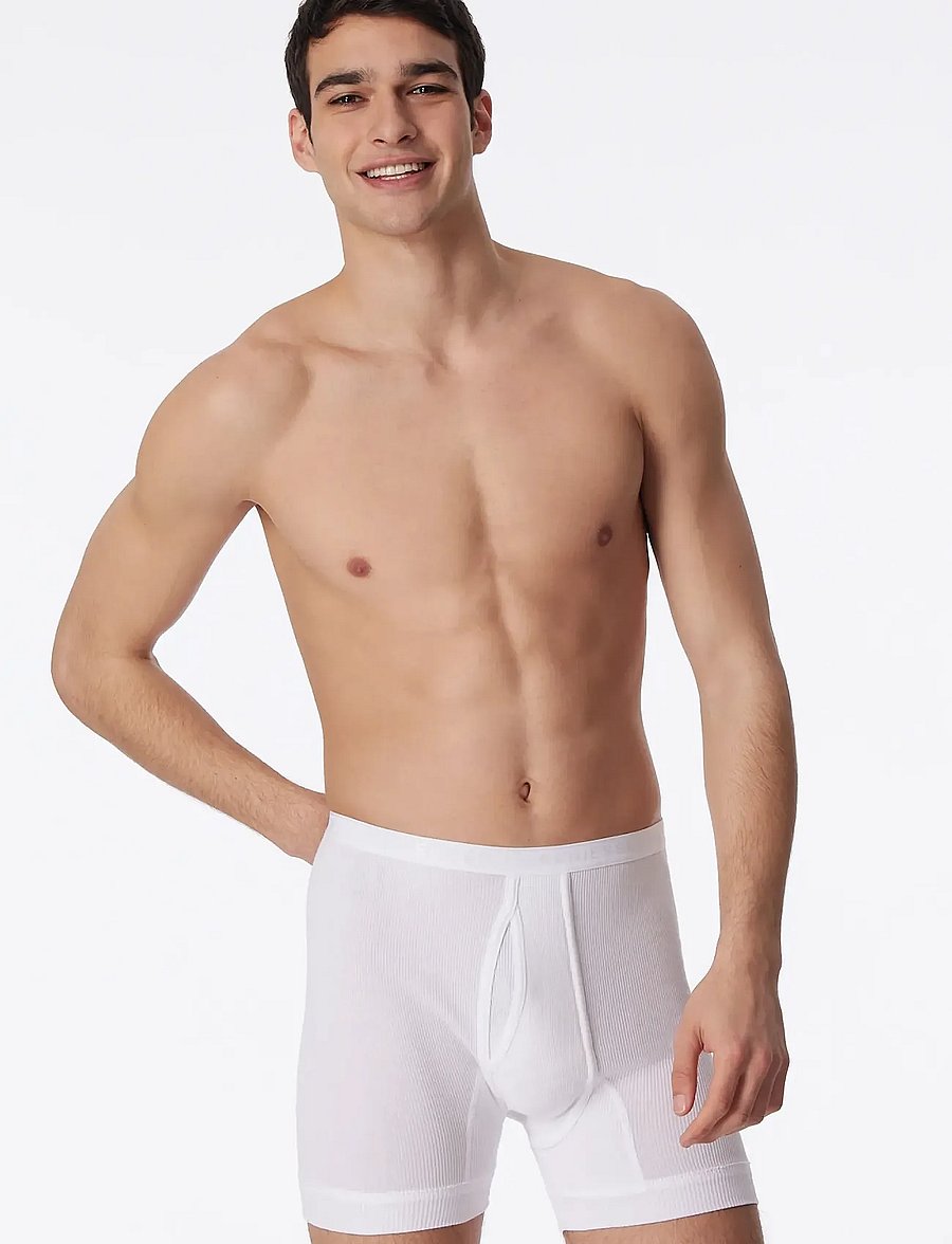 Schiesser - Short Underpants with Fly and Double Rib, White - Original Classics - enge boxershorts - white - 0