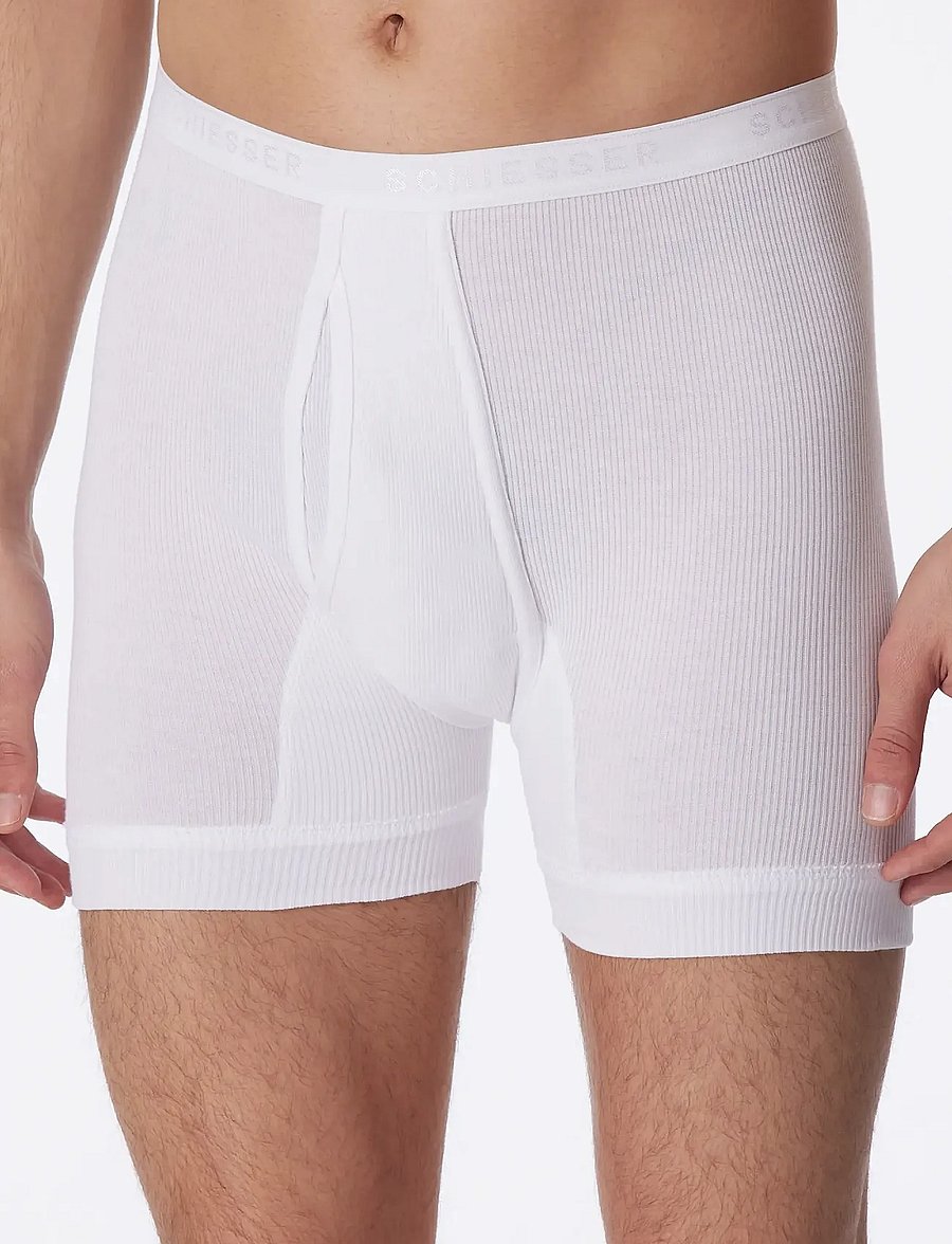 Schiesser - Short Underpants with Fly and Double Rib, White - Original Classics - enge boxershorts - white - 5