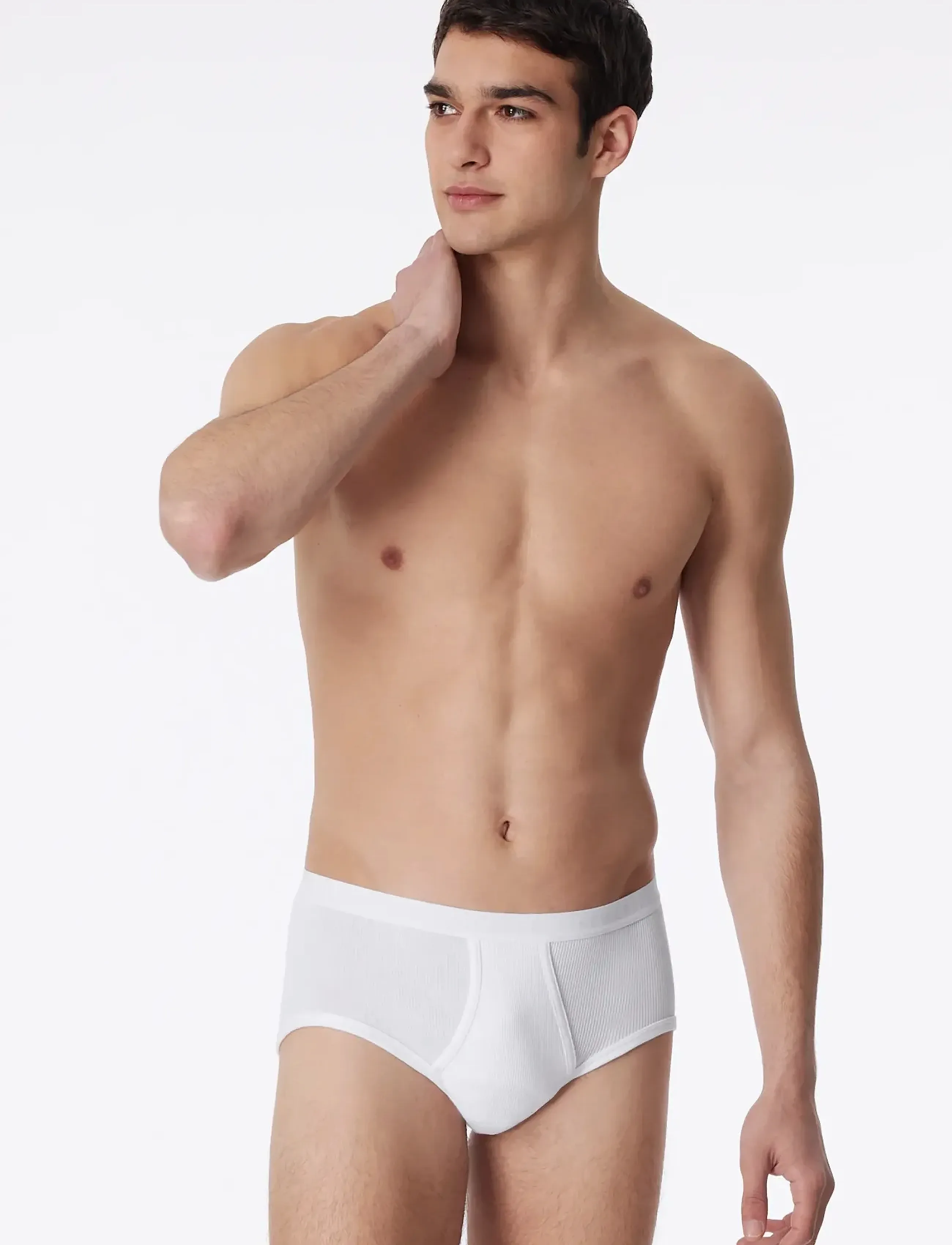 Schiesser 2-Pack Of Sports Briefs With Fly, With Double Rib, White - Original Classics, S, White, Undertøj > Trusser, Herre