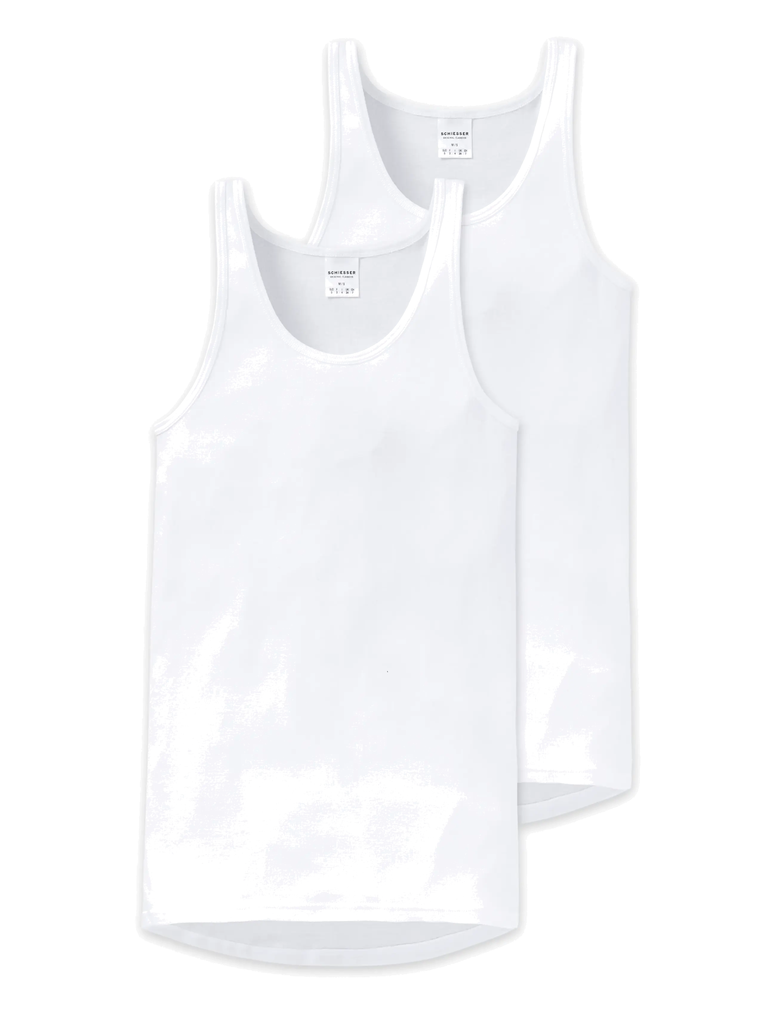 Schiesser - White Fine-Rib Undershirts, 2-pack - Original Classics - linnen - white - 1