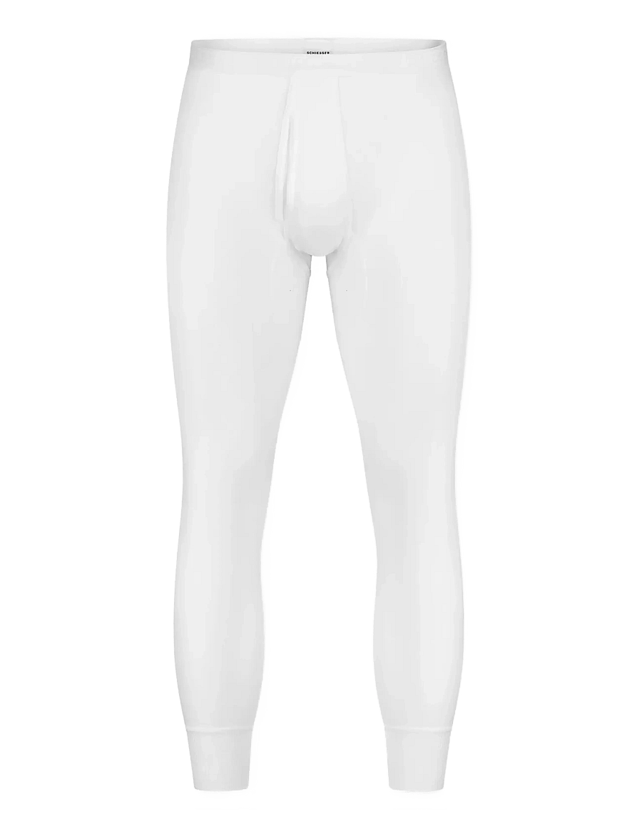 Schiesser - Long Underpants with Fly, White - Original Fine Rib - termo kelnės - white - 1