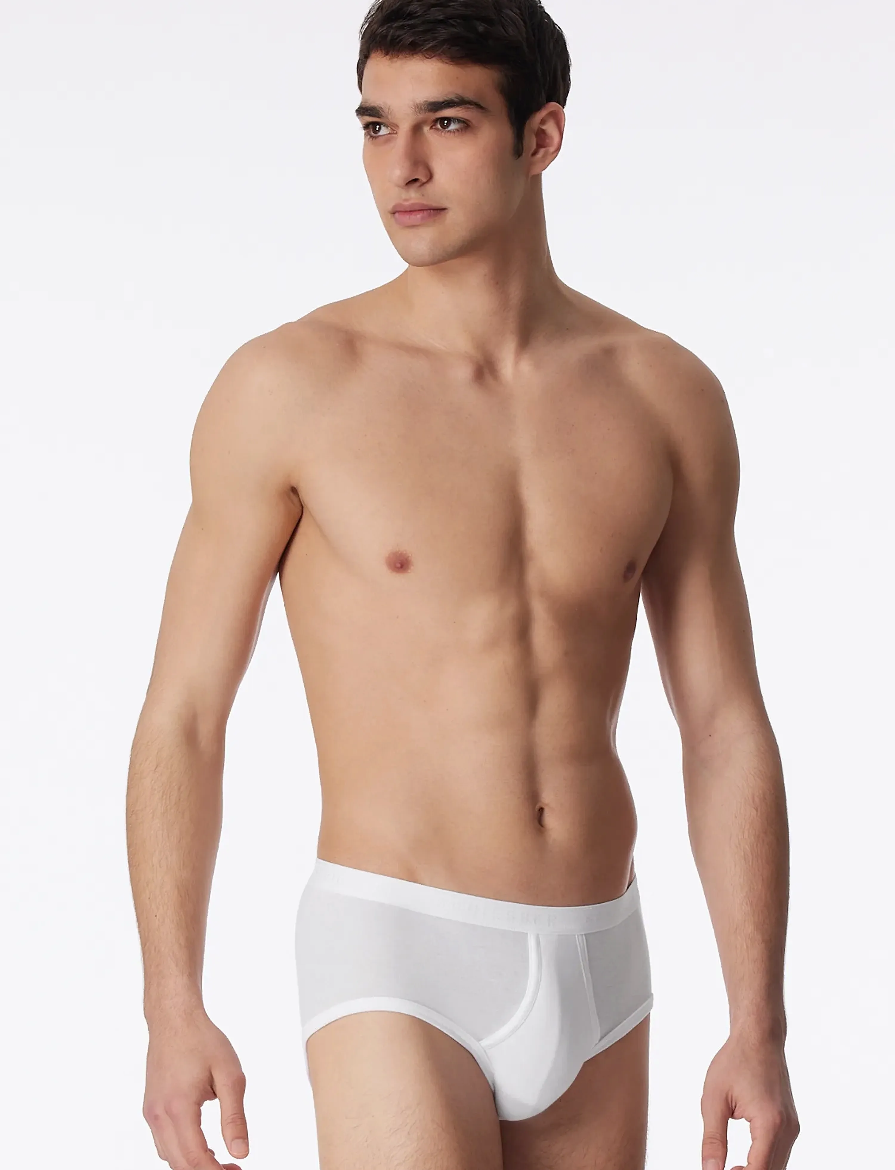 Schiesser 2-Pack Of Sports Briefs With Fly, Fine Rib, White - Original Fine Rib, M, White, Undertøj > Trusser, Herre