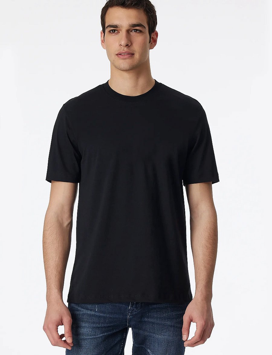 Schiesser - Short-Sleeve Jersey T-Shirt, 2-pack, Round Neck, White - American T-Shirt - short-sleeved t-shirts - black - 4