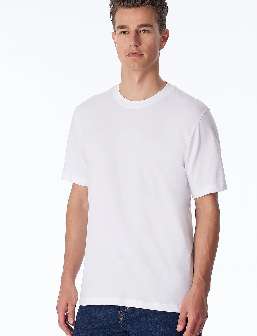 Schiesser - Short-Sleeve Jersey T-Shirt, 2-pack, round neck, black - American T-Shirt - kurzärmelige t-shirts - white - 4