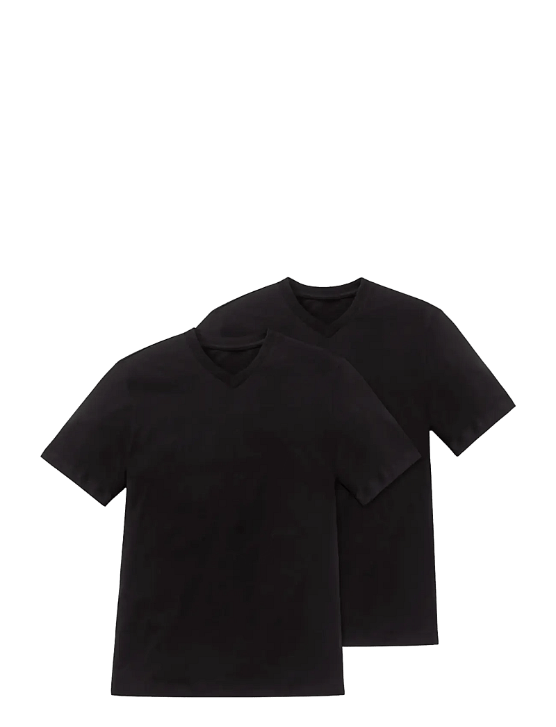 Schiesser - Shirt 1/2 - t-shirts mit v-ausschnitt - black - 1