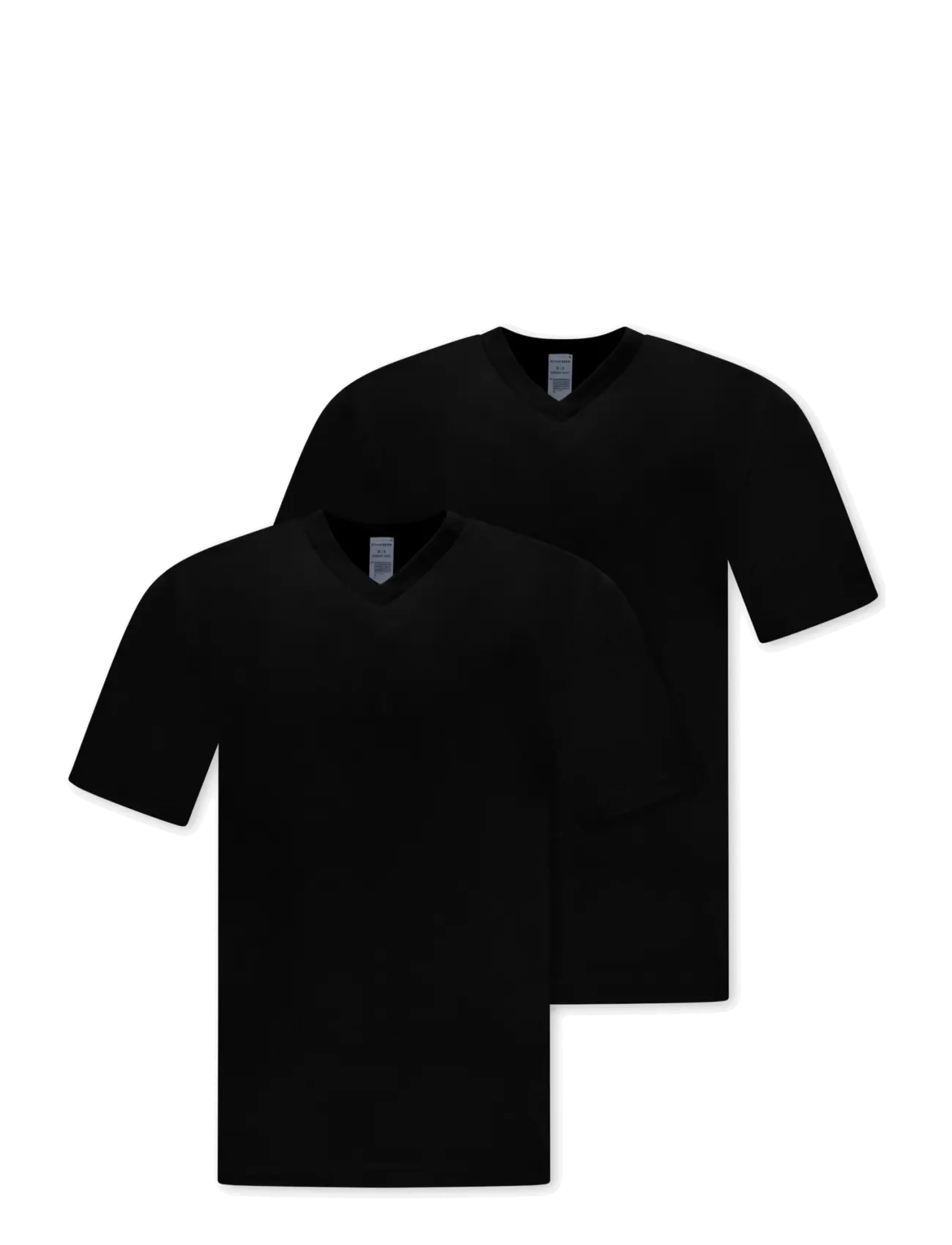 Schiesser - Short-Sleeve Jersey T-Shirt, 2-pack, v-neck, white - American T-Shirt - v-neck t-shirts - black - 1