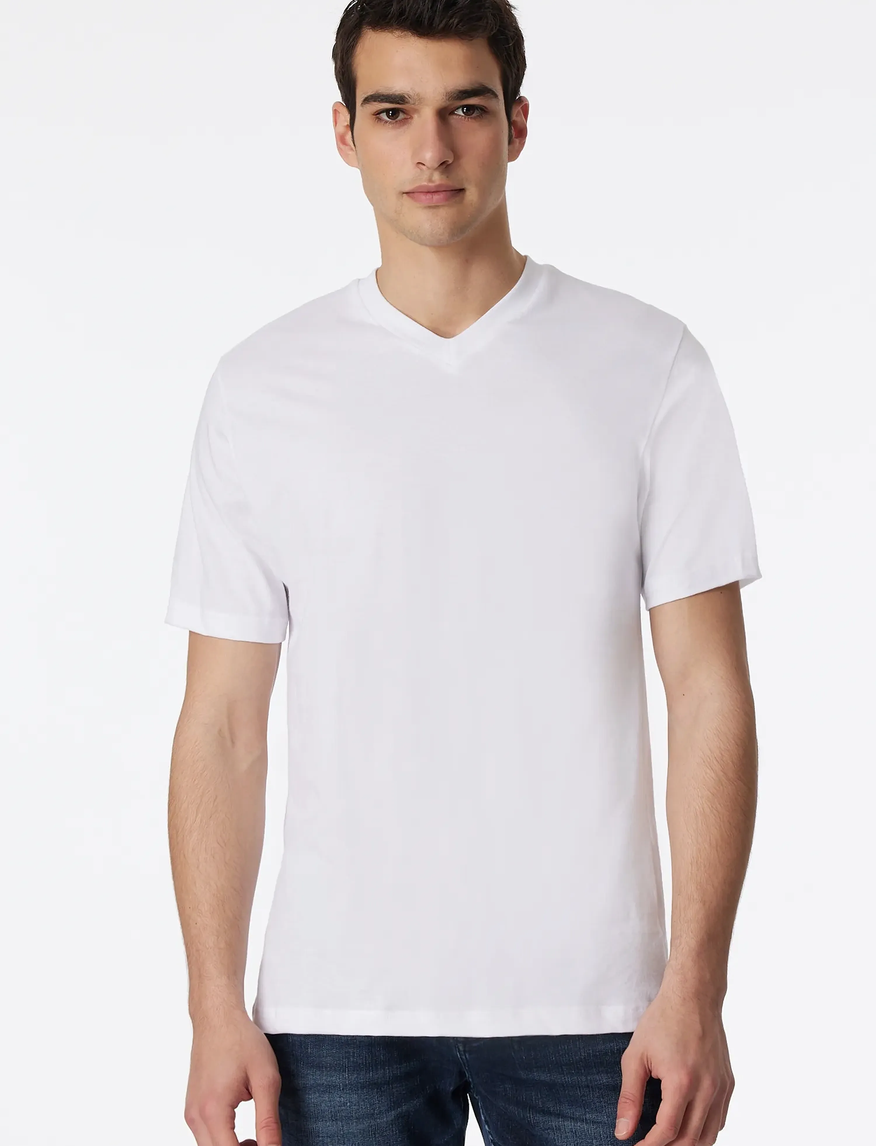 Schiesser Short-Sleeve Jersey T-Shirt, 2-Pack, V-Neck, Black American T-Shirt herr – bild 3