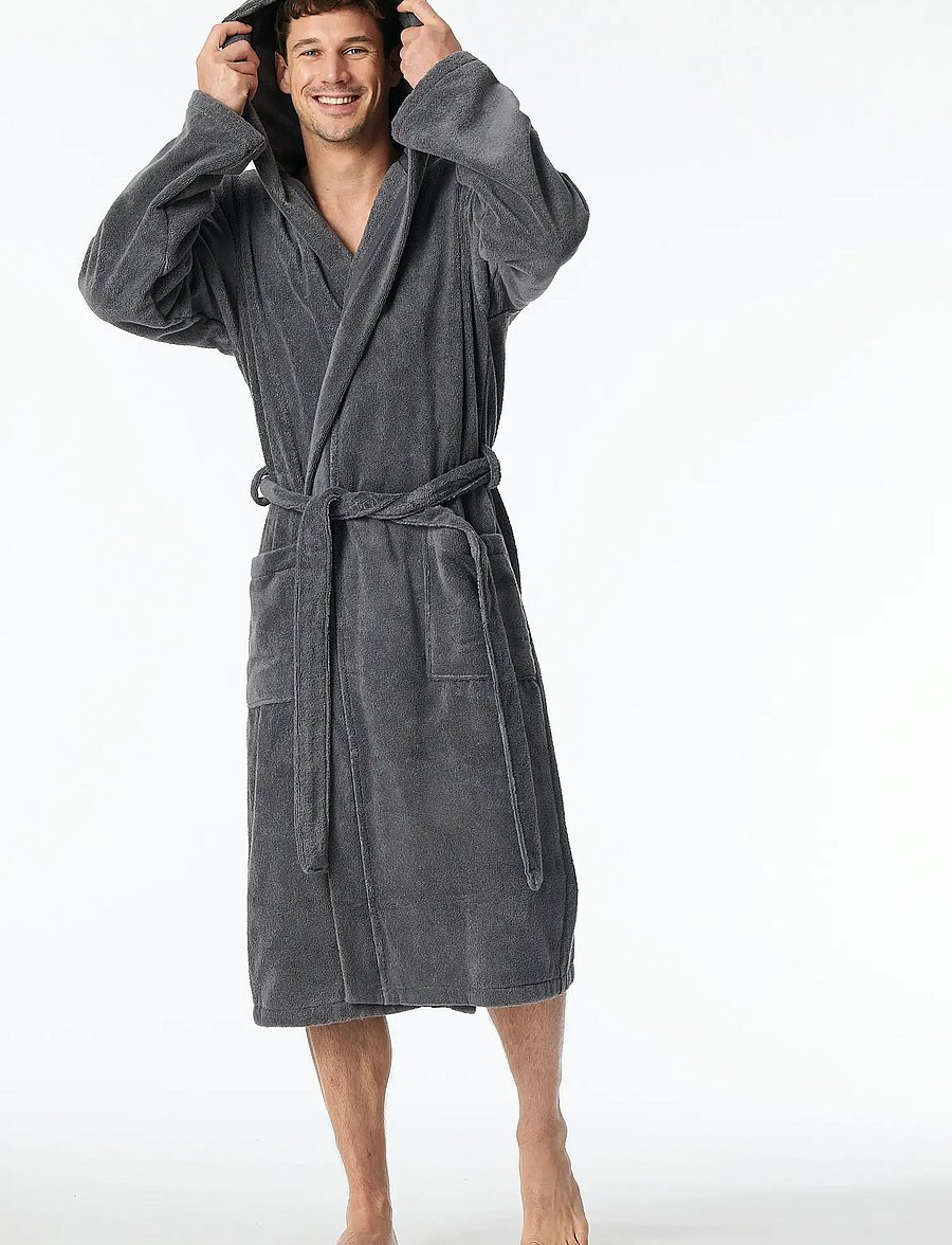 Schiesser - Bath Robe - bademäntel - grey - 0