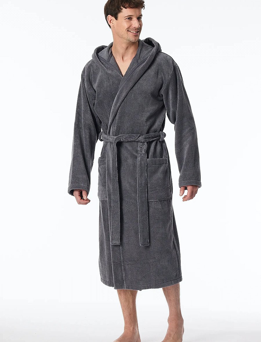 Schiesser - Bath Robe - bademäntel - grey - 4