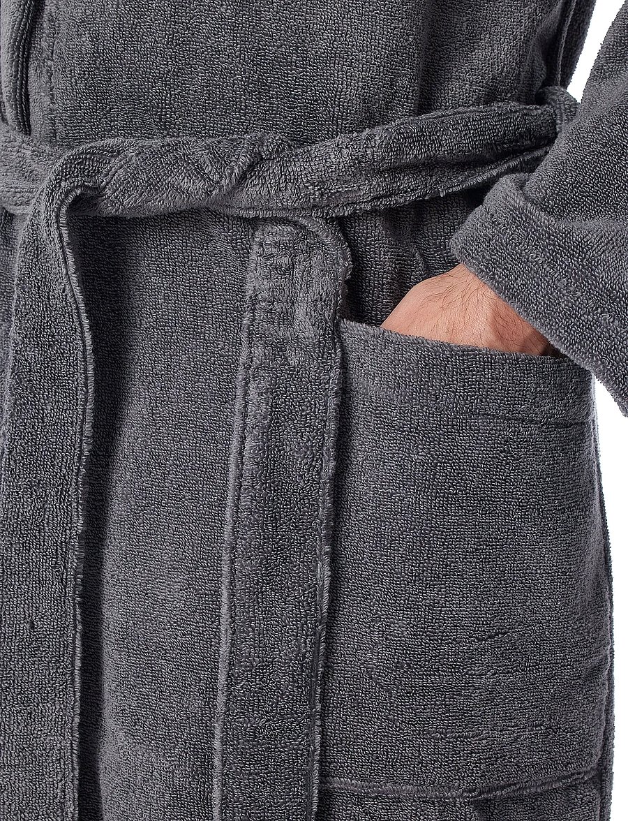 Schiesser - Bath Robe - bademäntel - grey - 5