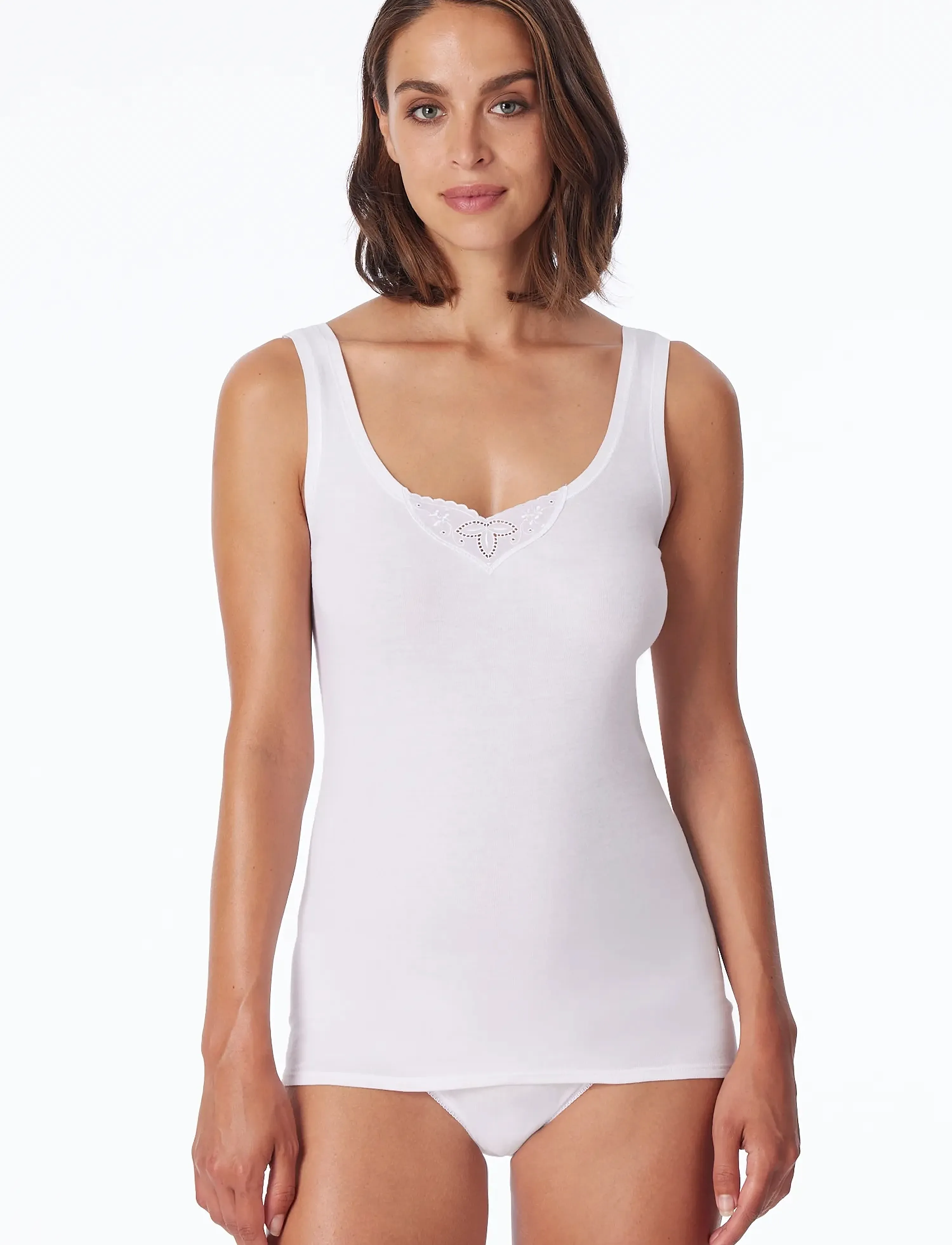 Schiesser Embroidered Tank Top 2-Pack Cotton Essentials underställ dam – bild 3