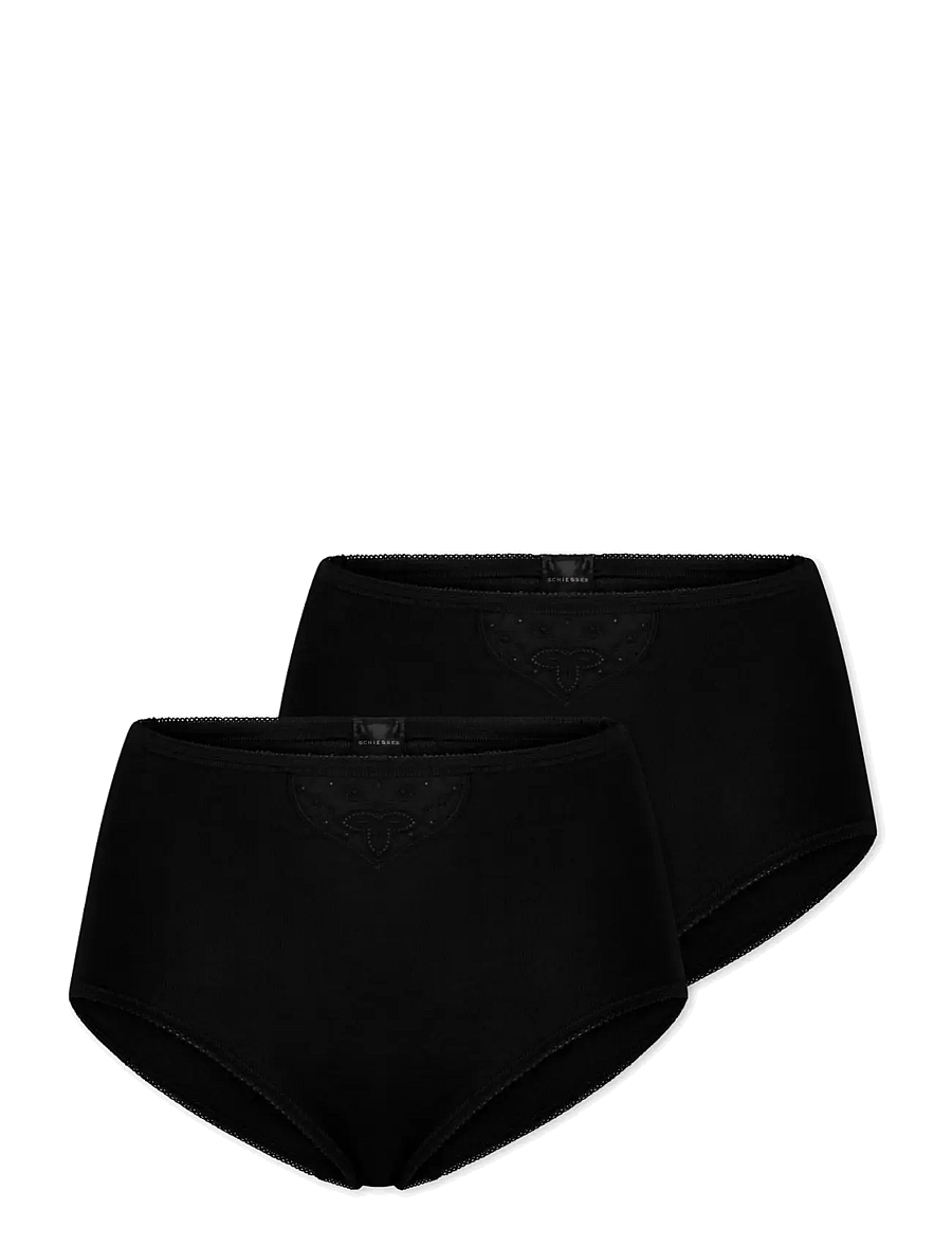 Schiesser - Maxi Briefs, 2-pack, white - Cotton Essentials - midi & maxi trosor - black - 1