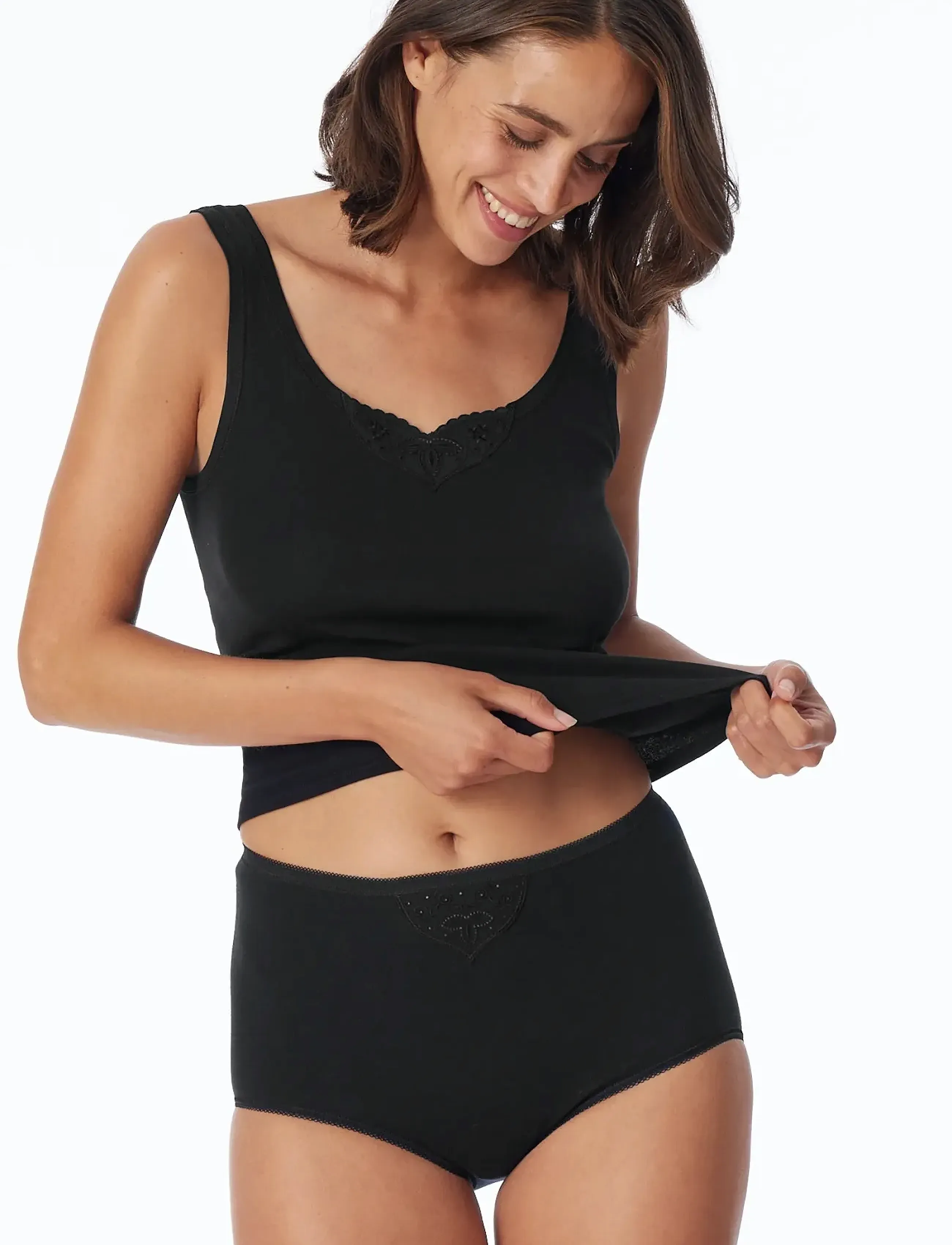 Schiesser Maxi Briefs, 2-Pack, Black Cotton Essentials, Kvinder, Maxi Trusse, Sort, Str: L