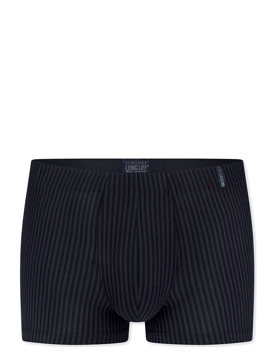 Schiesser - Blue-black striped shorts - Long Life Soft - bokserit - blueblack - 1