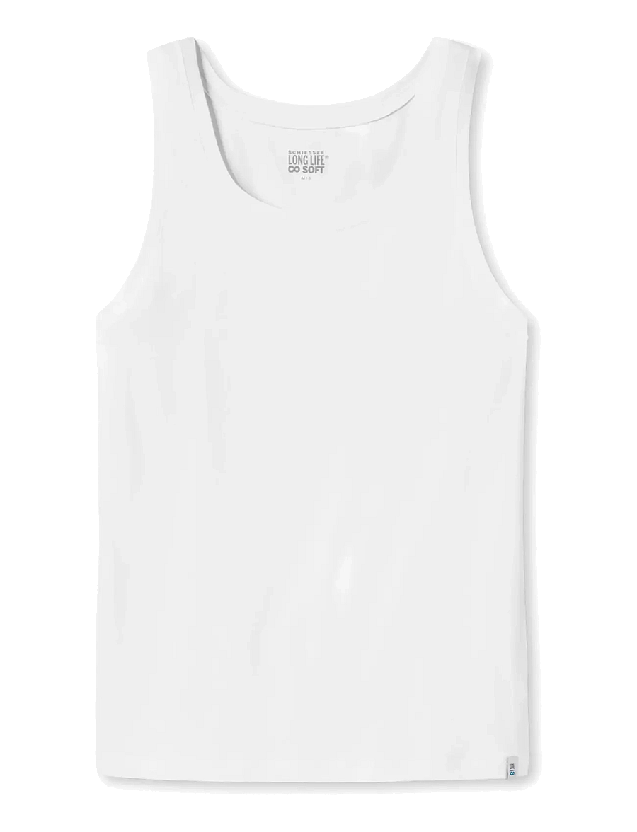 Schiesser - White Sleeveless Shirt - Long Life Soft - varrukateta särgid - white - 1