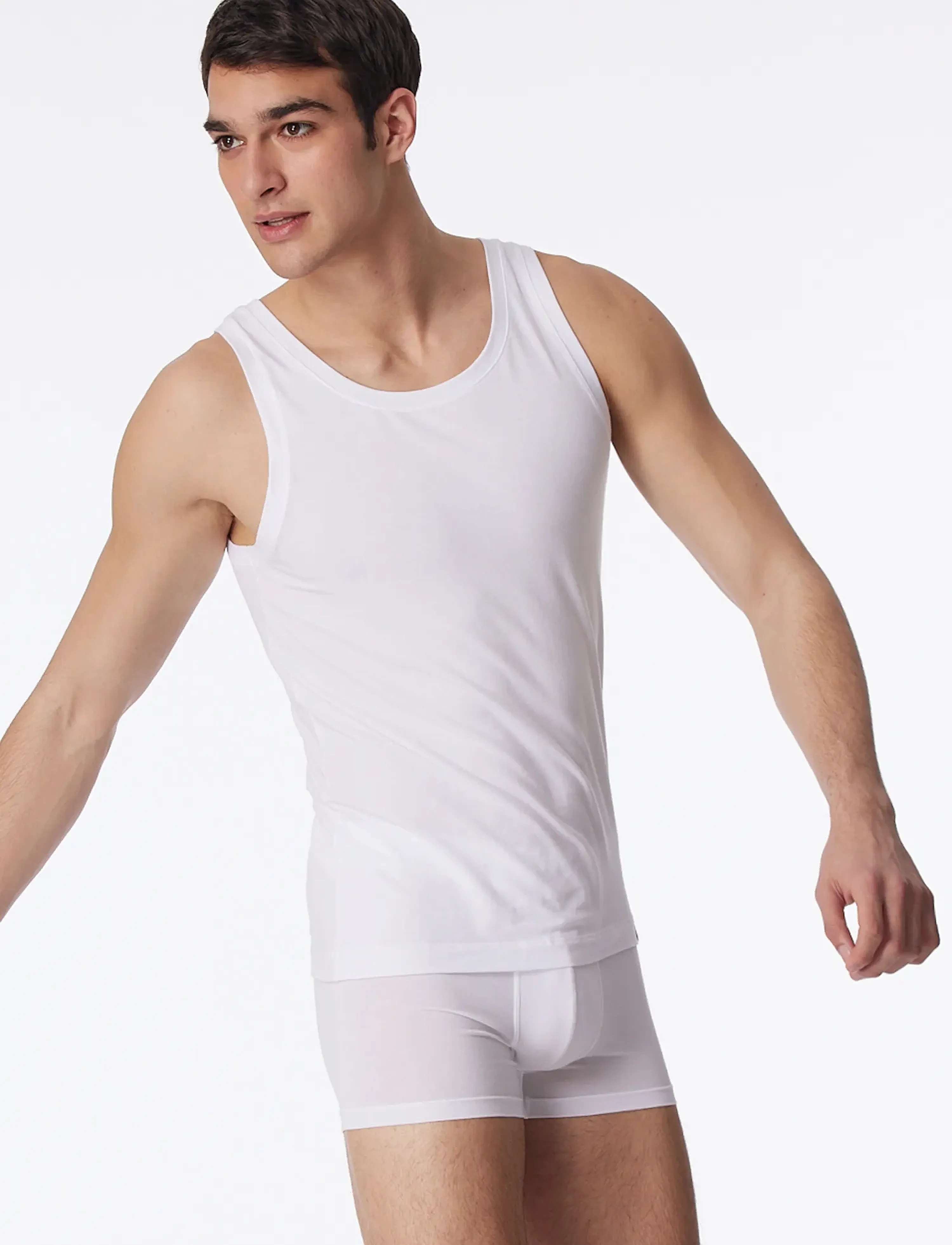 Schiesser White Sleeveless Shirt Long Life Soft, L, T-shirts, Weiß - Sleeveless, Männerswear