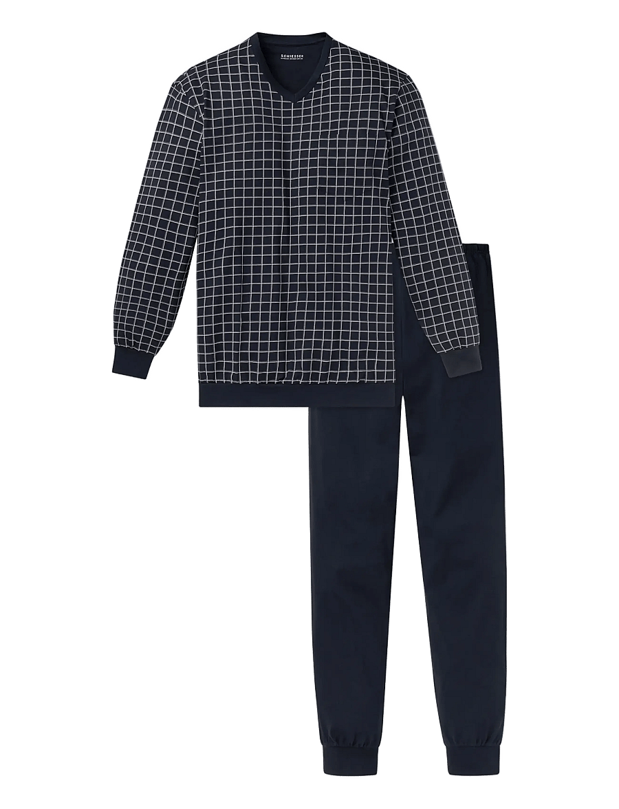 Schiesser - Pyjama Long - dark blue - 1