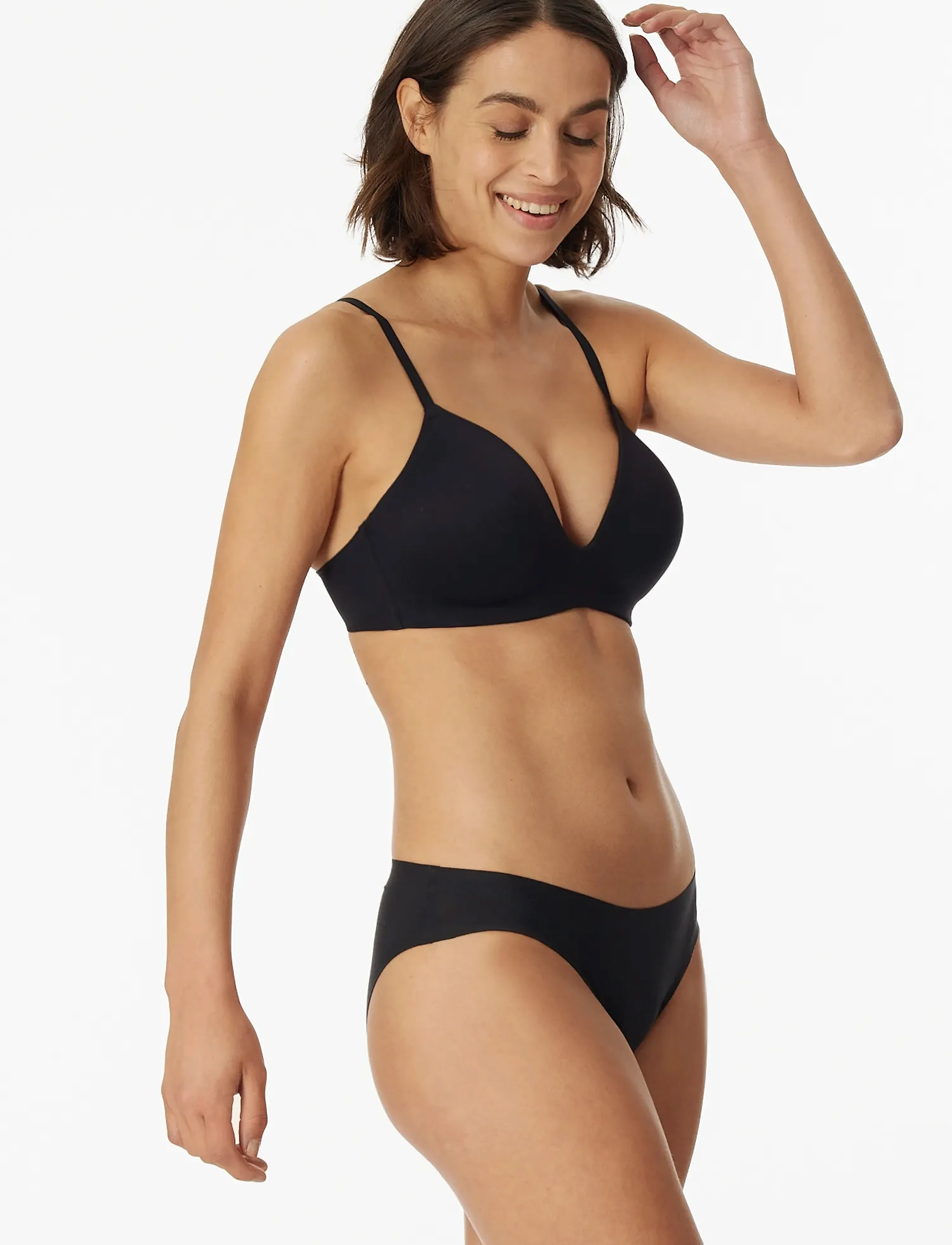 Schiesser Wire-Free, Padded Bra In Maple Invisible Soft, Kvinder, Polstret BH, Sort, Str: 75 A