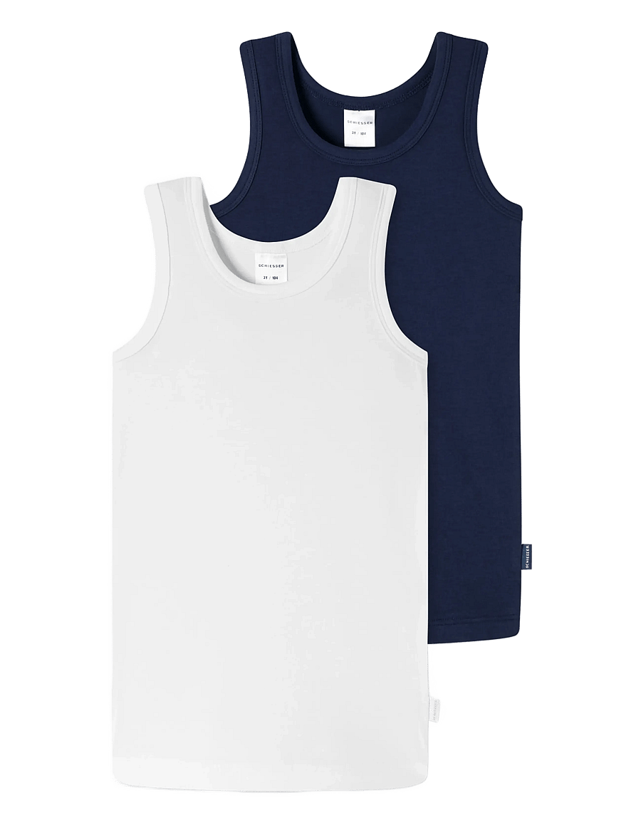 Schiesser - White Vests, 2-pack - 95/5 - maikad - assorted 1 - 0