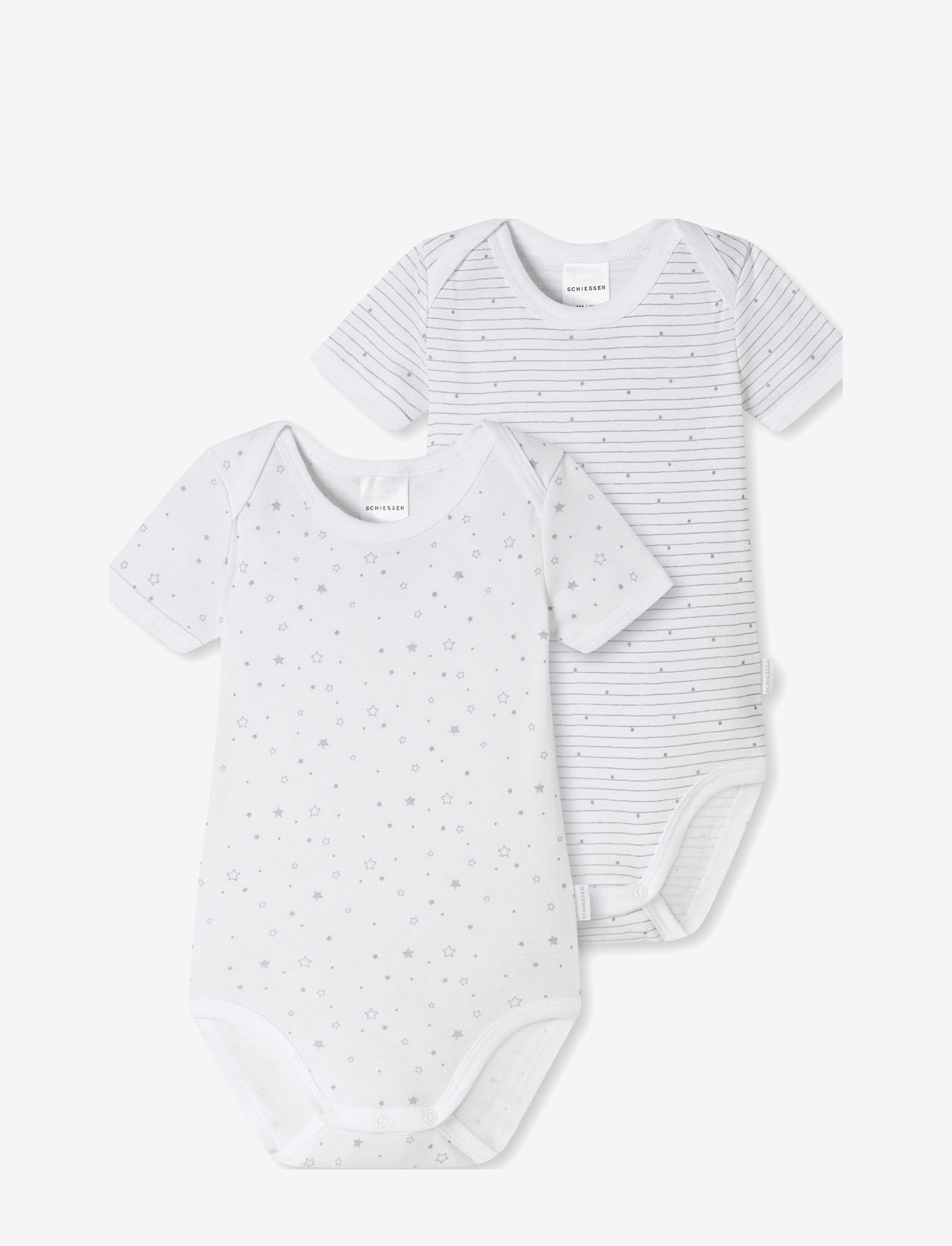 Schiesser - Baby Body 1/2 - ensfarvede kortærmede bodyer - assorted 1 - 0