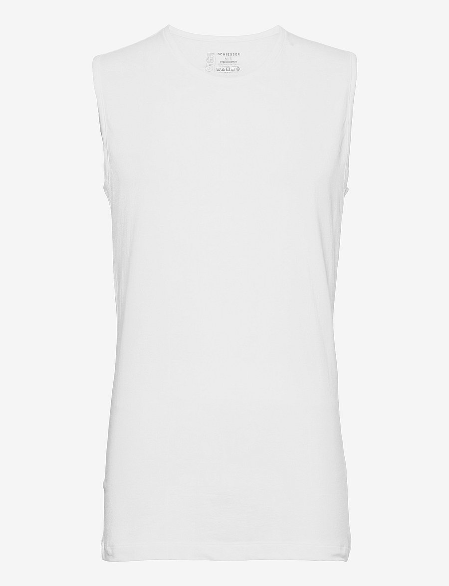 Schiesser - Tank Tops, 2-pack, round neck, white – 95/5 - sleeveless shirts - white - 2